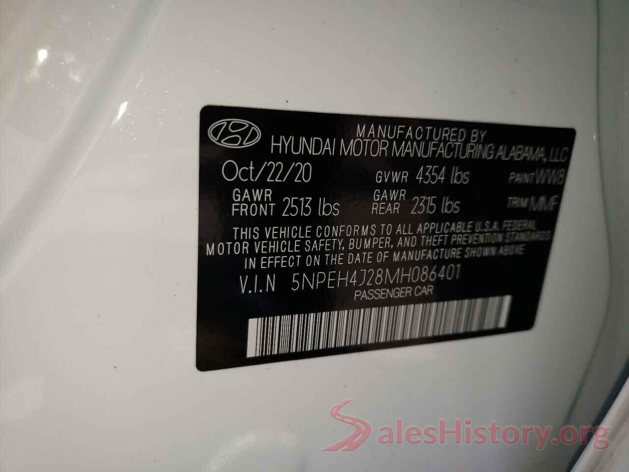 5NPEH4J28MH086401 2021 HYUNDAI SONATA