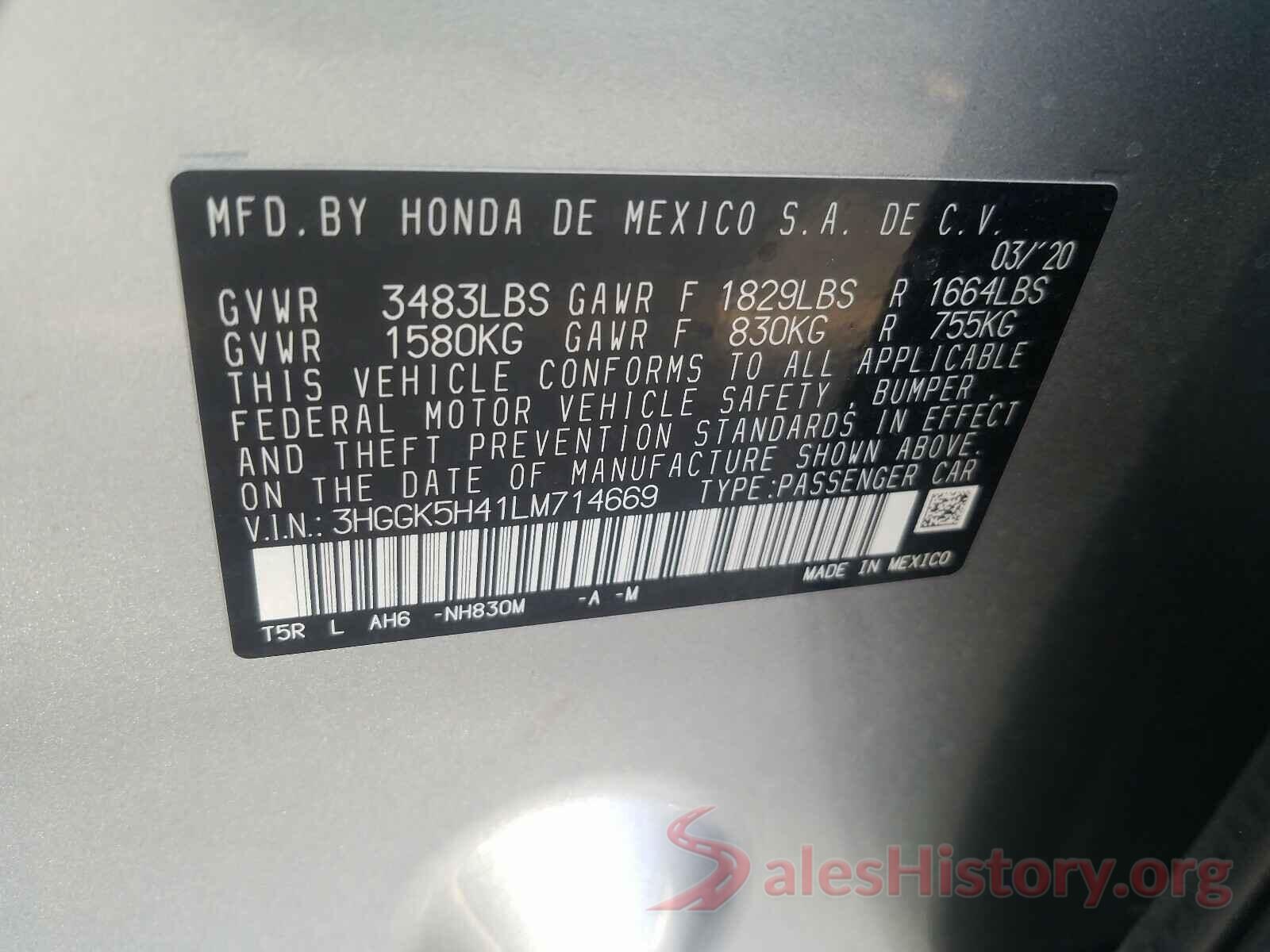 3HGGK5H41LM714669 2020 HONDA FIT