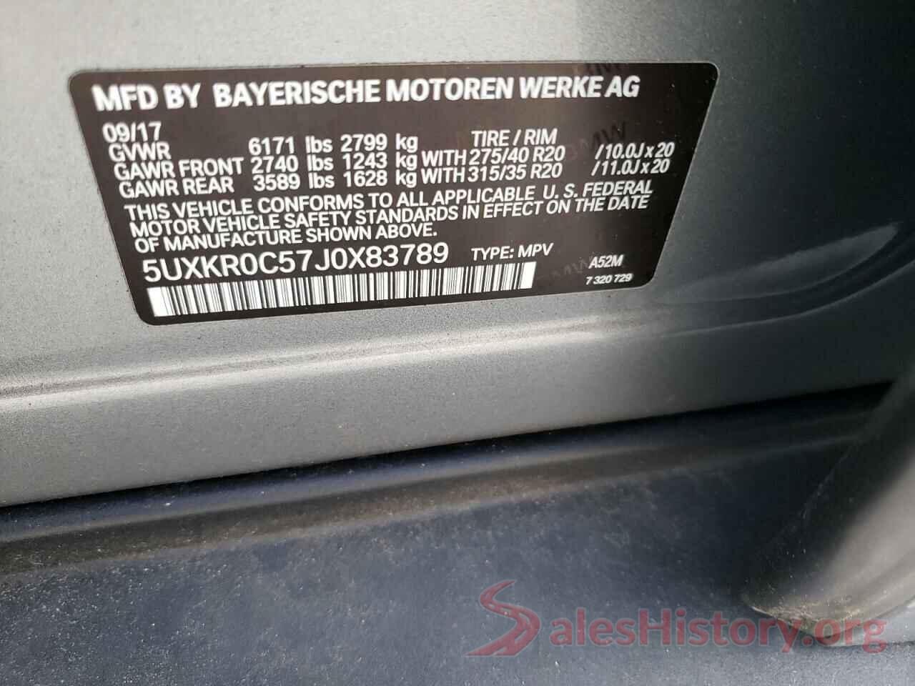 5UXKR0C57J0X83789 2018 BMW X5