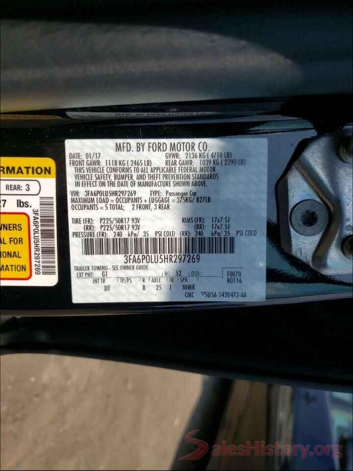 3FA6P0LU5HR297269 2017 FORD FUSION