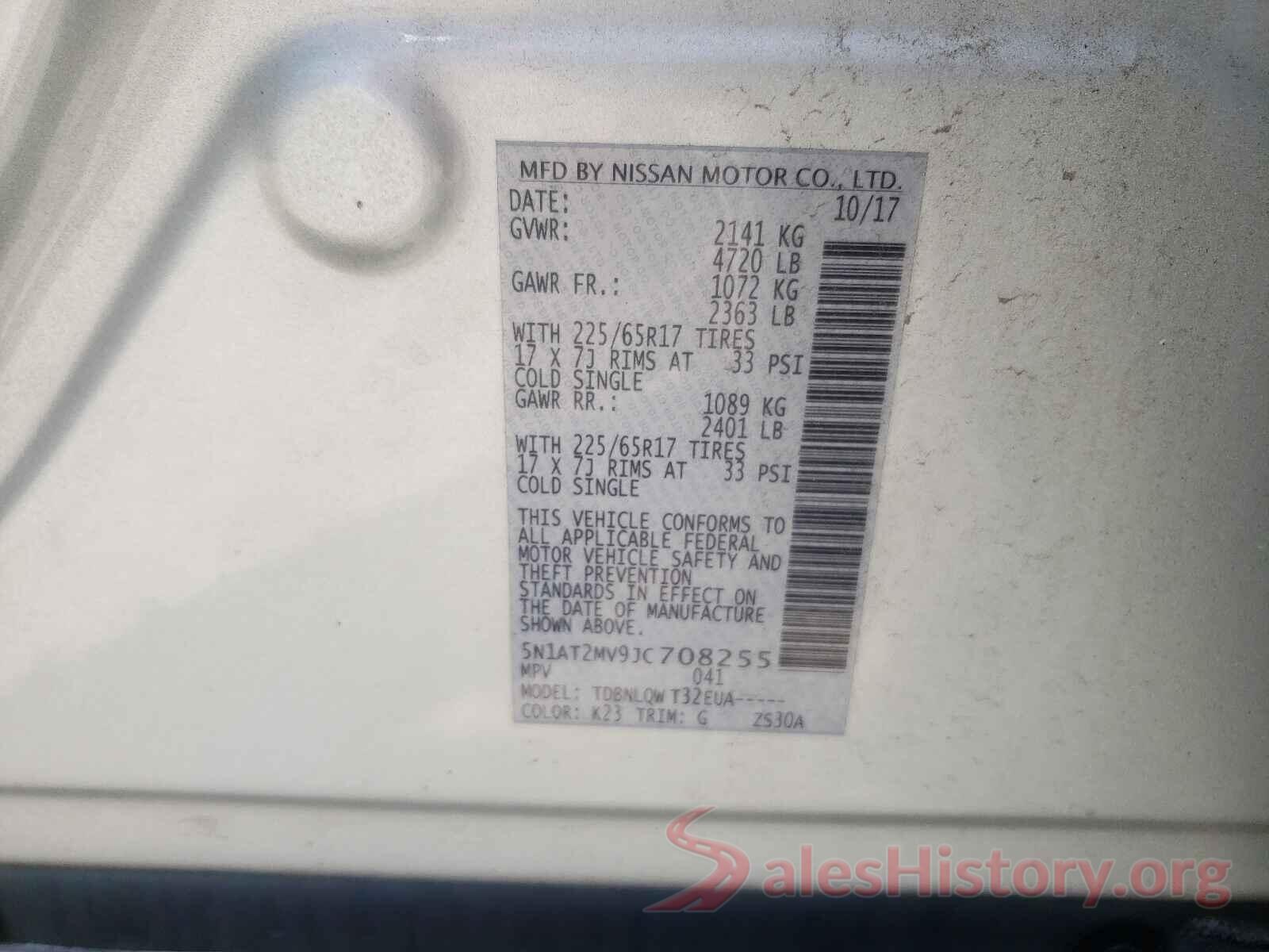 5N1AT2MV9JC708255 2018 NISSAN ROGUE