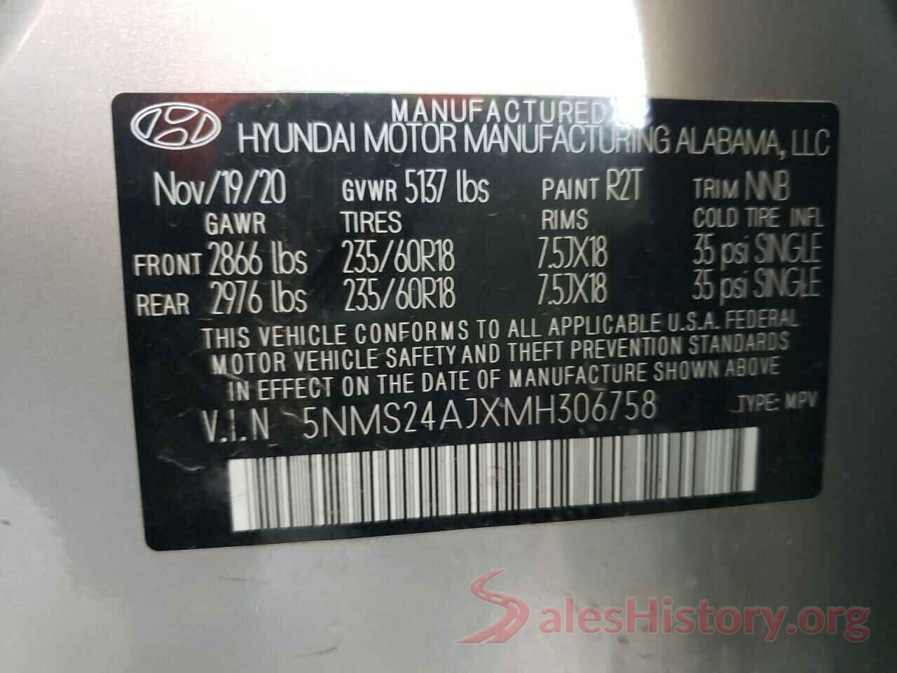 5NMS24AJXMH306758 2021 HYUNDAI SANTA FE