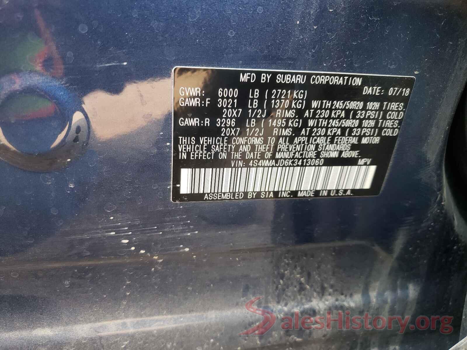 4S4WMAJD6K3413060 2019 SUBARU ASCENT