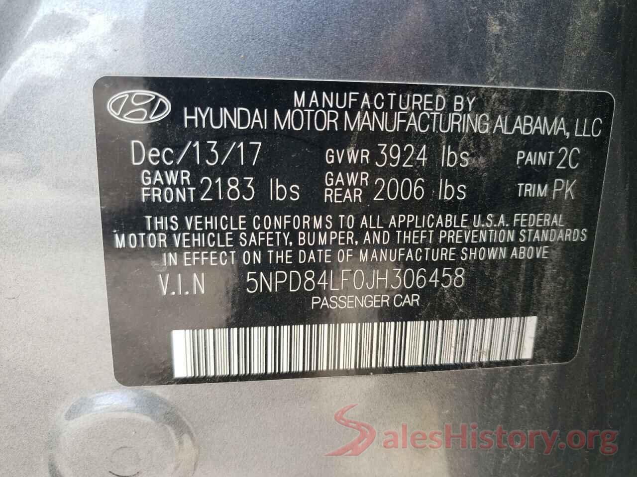 5NPD84LF0JH306458 2018 HYUNDAI ELANTRA