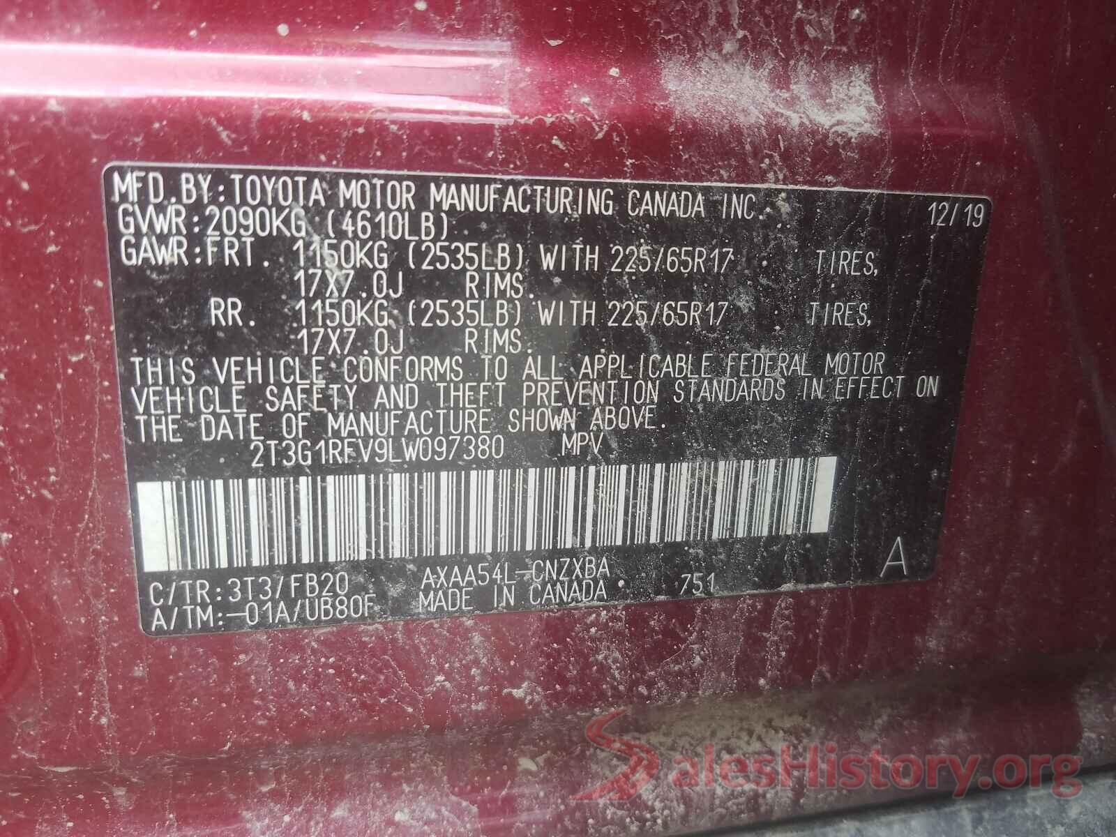 2T3G1RFV9LW097380 2020 TOYOTA RAV4