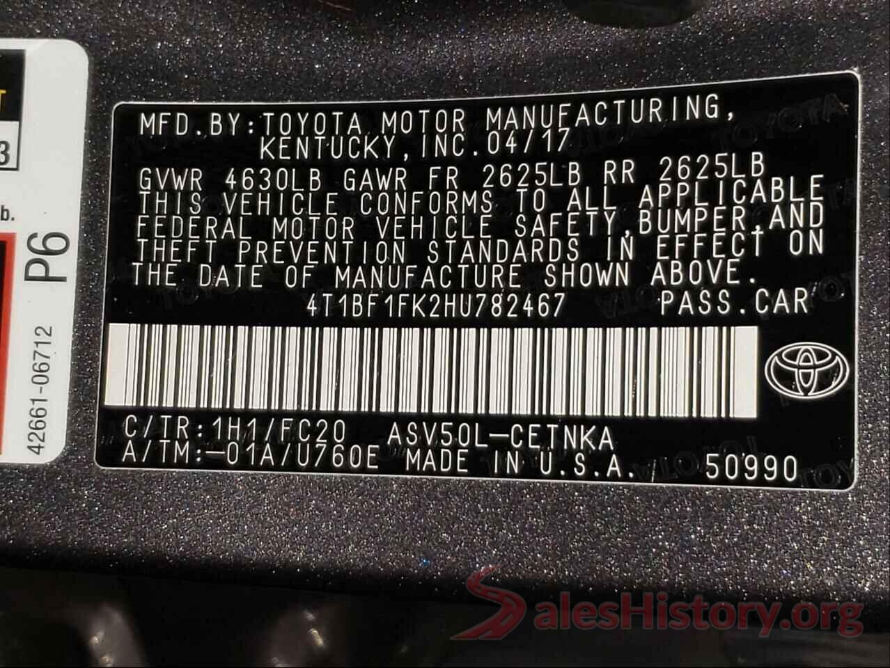 4T1BF1FK2HU782467 2017 TOYOTA CAMRY