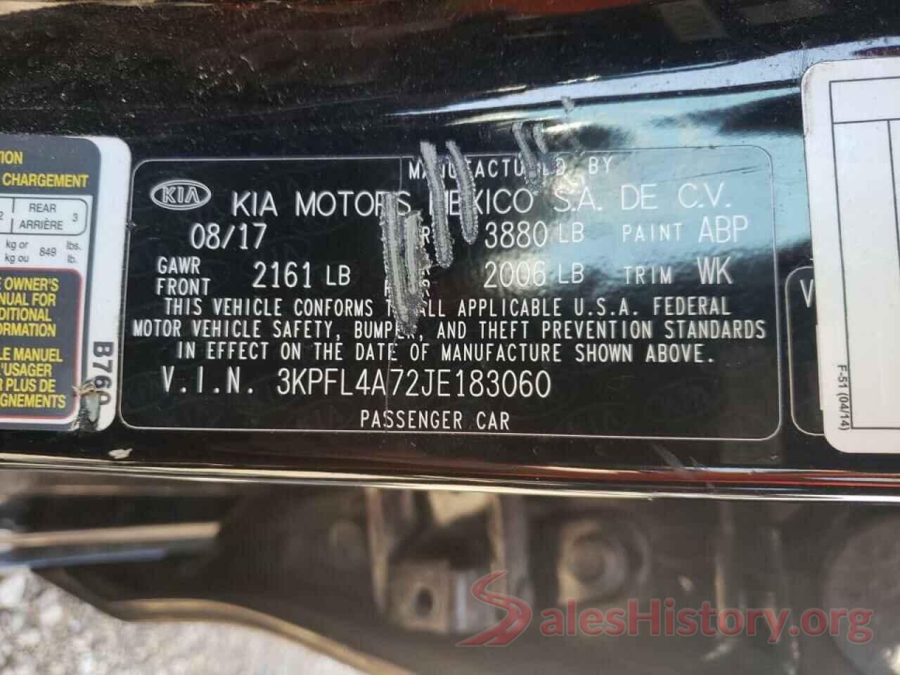 3KPFL4A72JE183060 2018 KIA FORTE