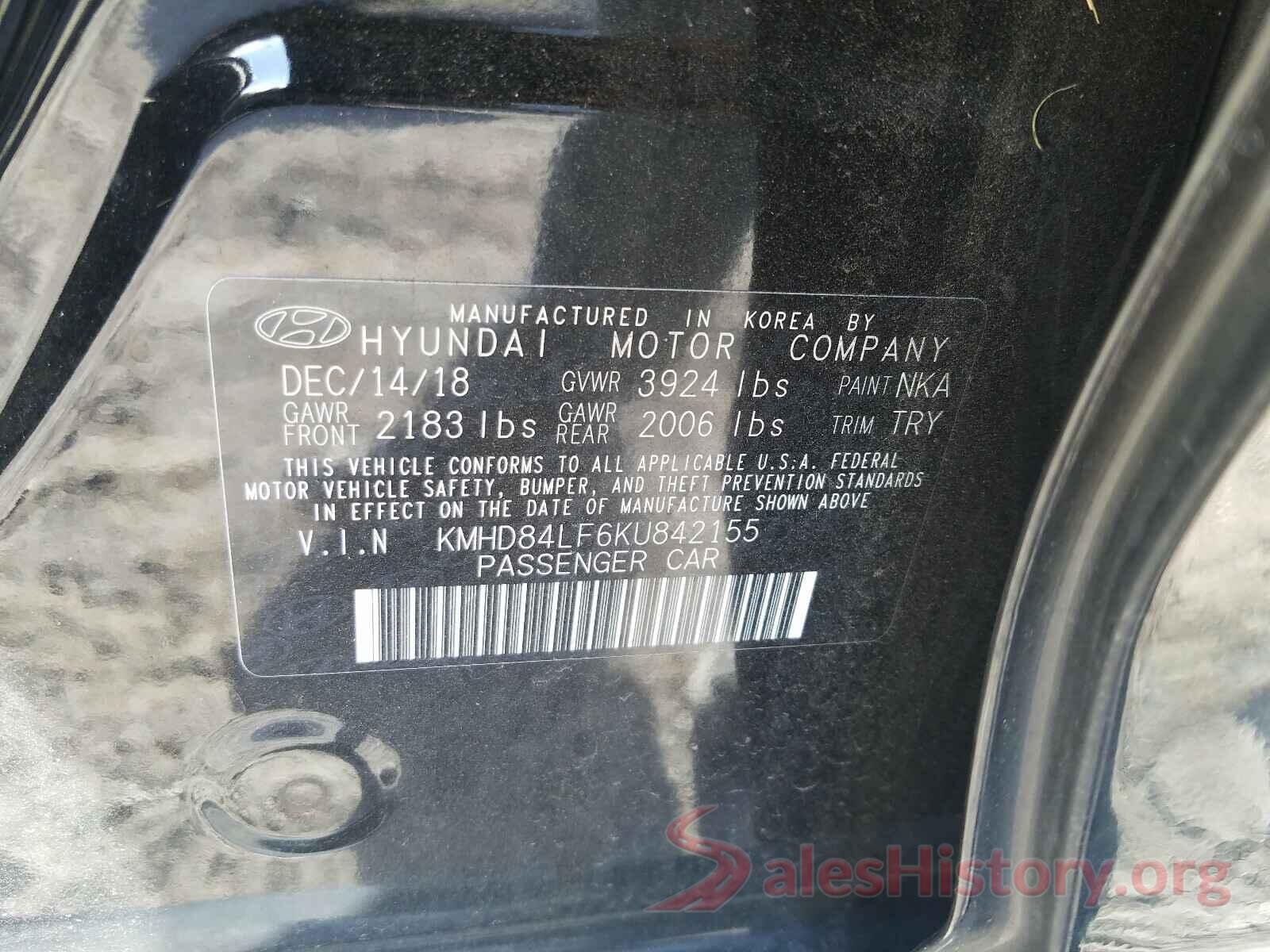 KMHD84LF6KU842155 2019 HYUNDAI ELANTRA