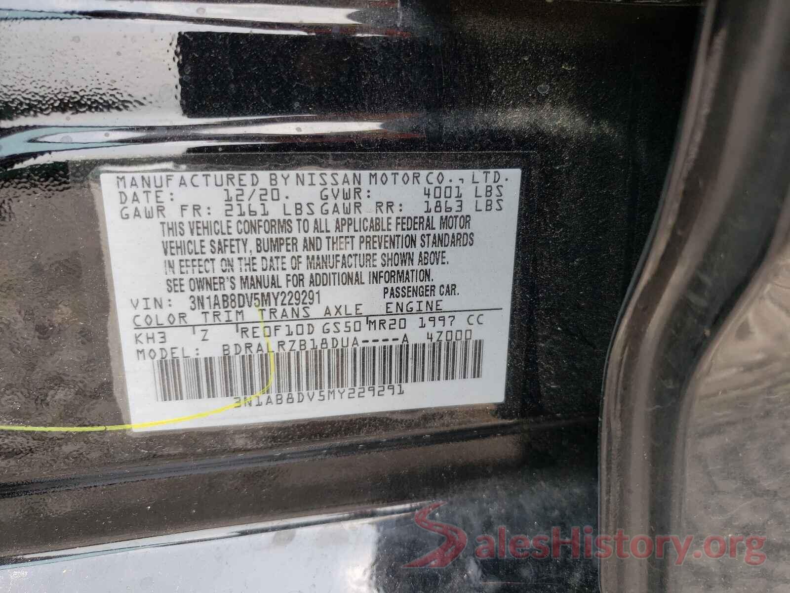 3N1AB8DV5MY229291 2021 NISSAN SENTRA