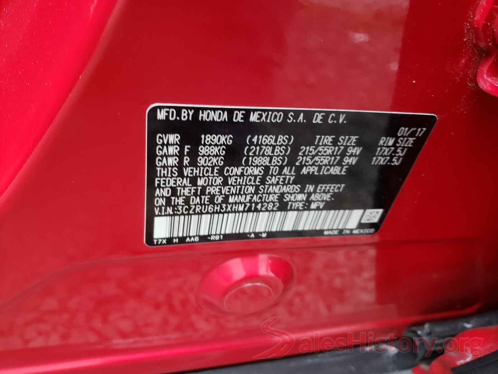 3CZRU6H3XHM714282 2017 HONDA HR-V