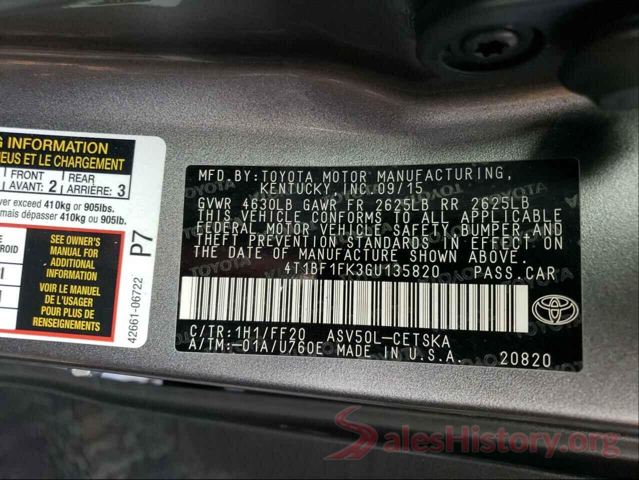 4T1BF1FK3GU135820 2016 TOYOTA CAMRY