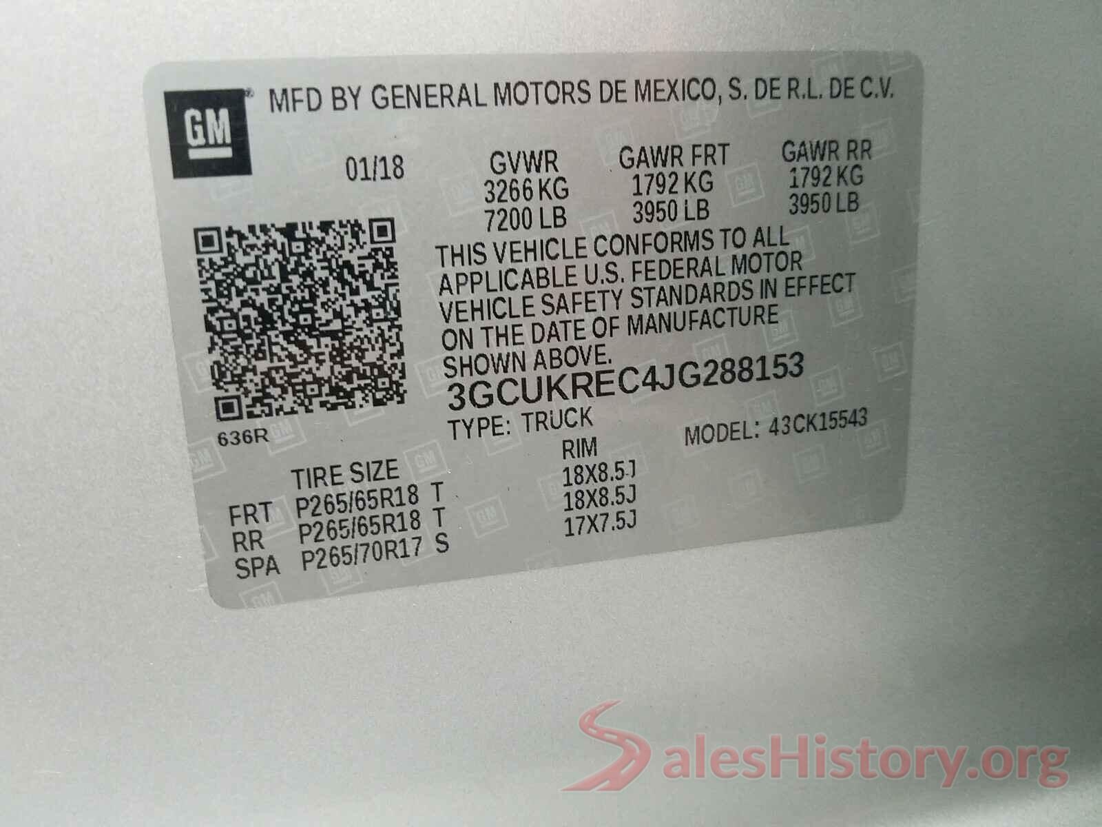 3GCUKREC4JG288153 2018 CHEVROLET SILVERADO