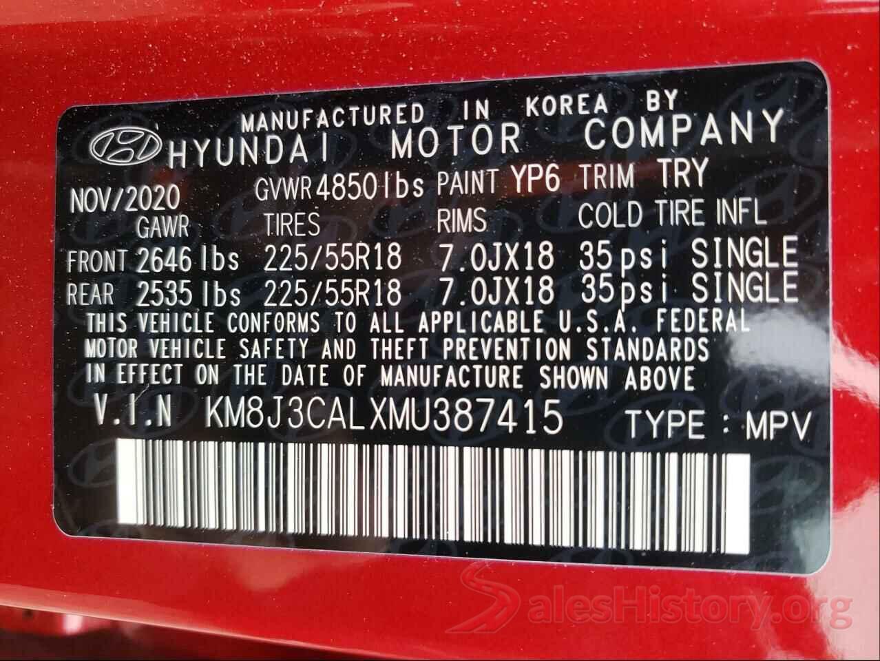 KM8J3CALXMU387415 2021 HYUNDAI TUCSON