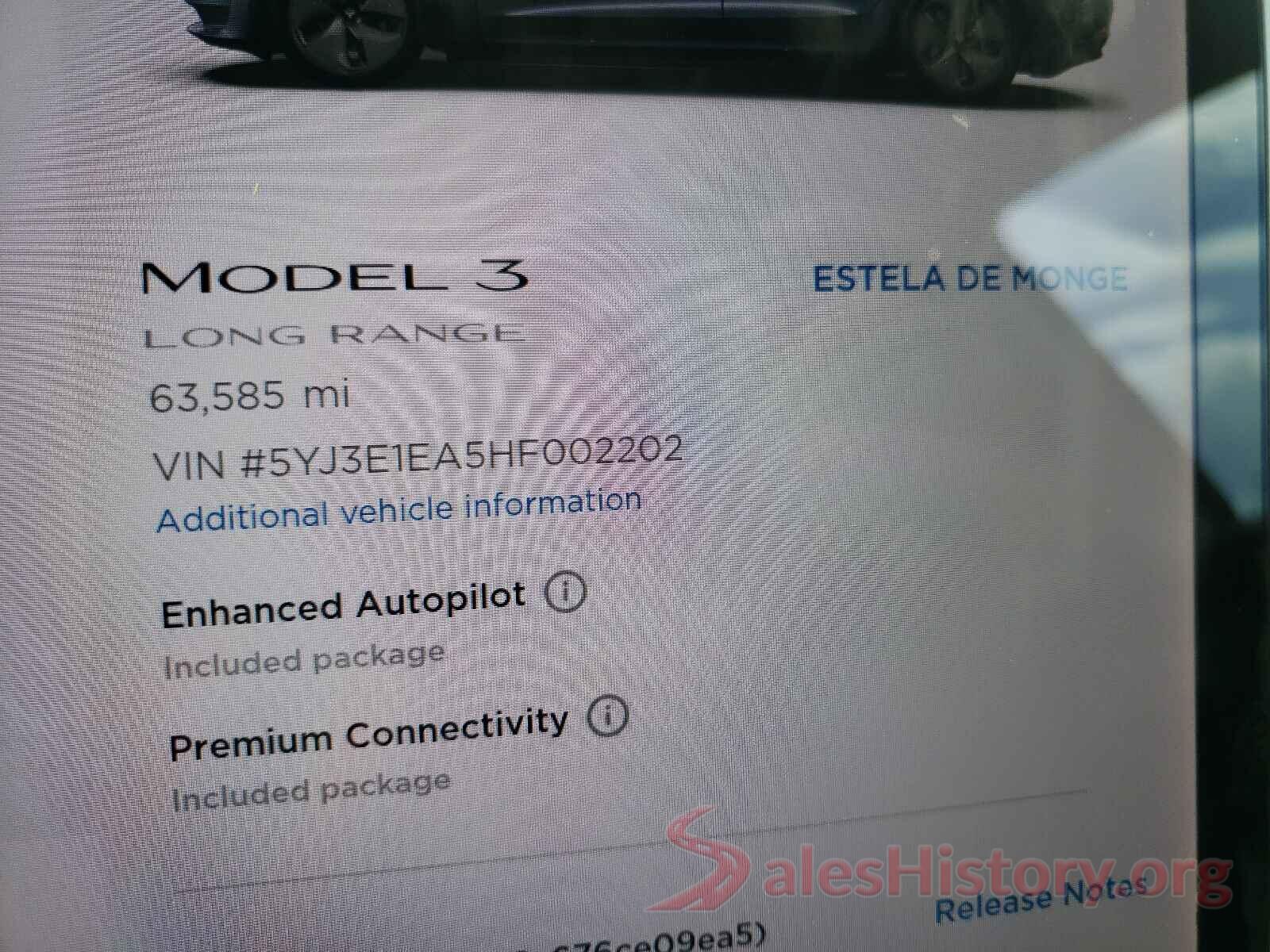 5YJ3E1EA5HF002202 2017 TESLA MODEL 3