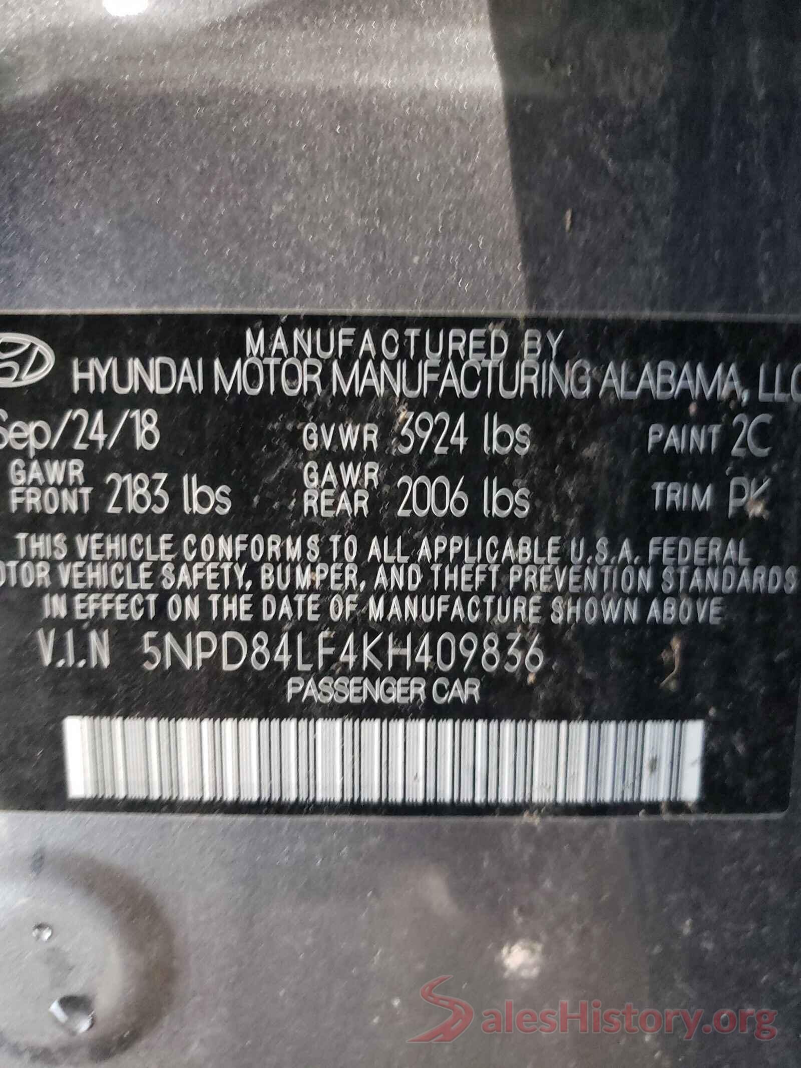 5NPD84LF4KH409836 2019 HYUNDAI ELANTRA