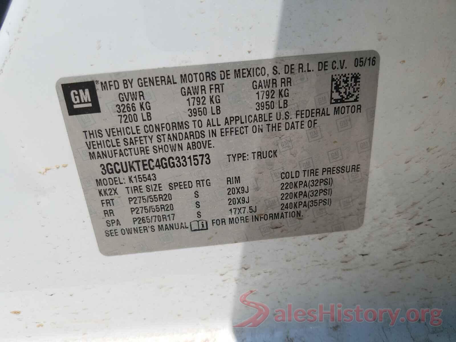 3GCUKTEC4GG331573 2016 CHEVROLET SILVERADO