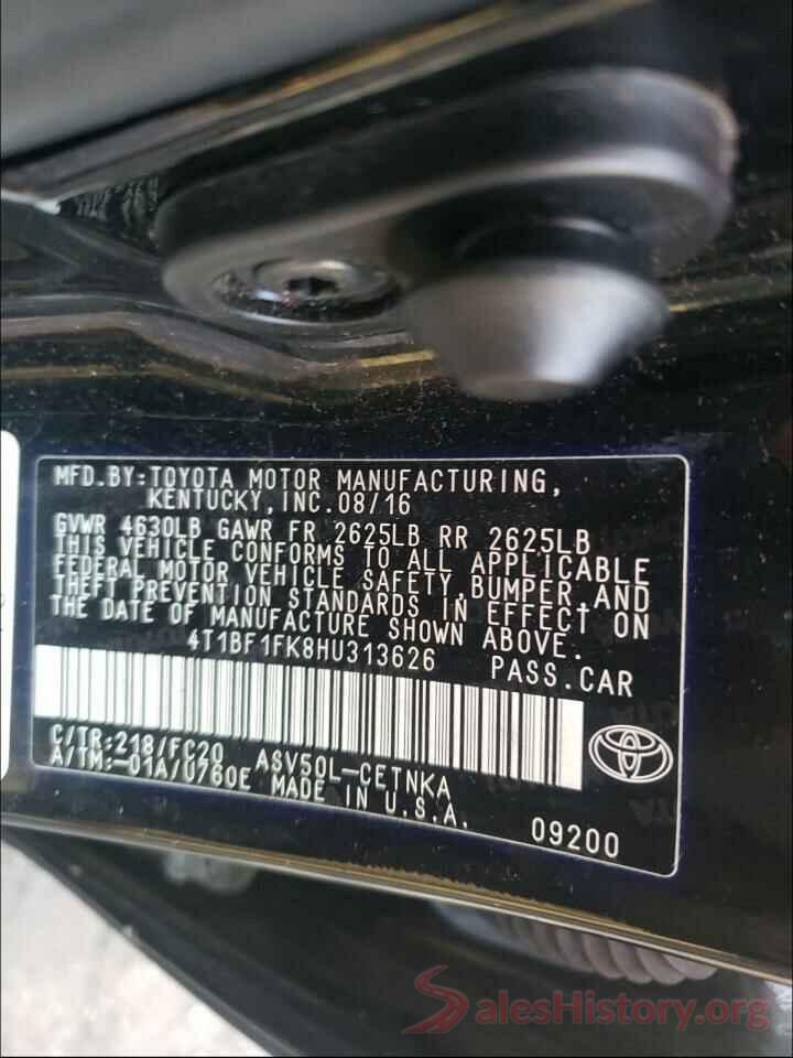 4T1BF1FK8HU313626 2017 TOYOTA CAMRY