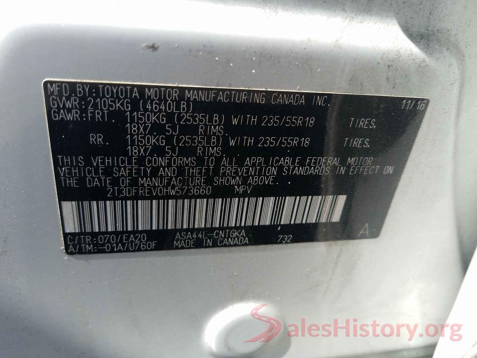 2T3DFREV0HW573660 2017 TOYOTA RAV4