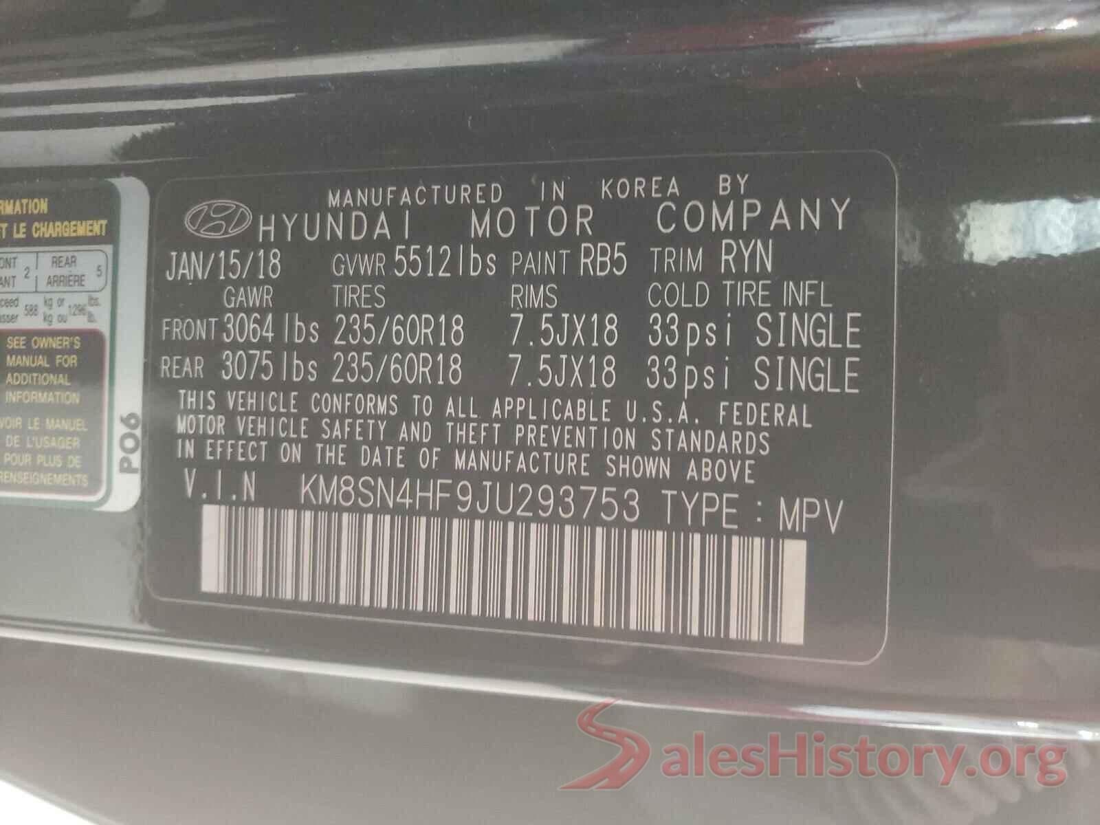 KM8SN4HF9JU293753 2018 HYUNDAI SANTA FE