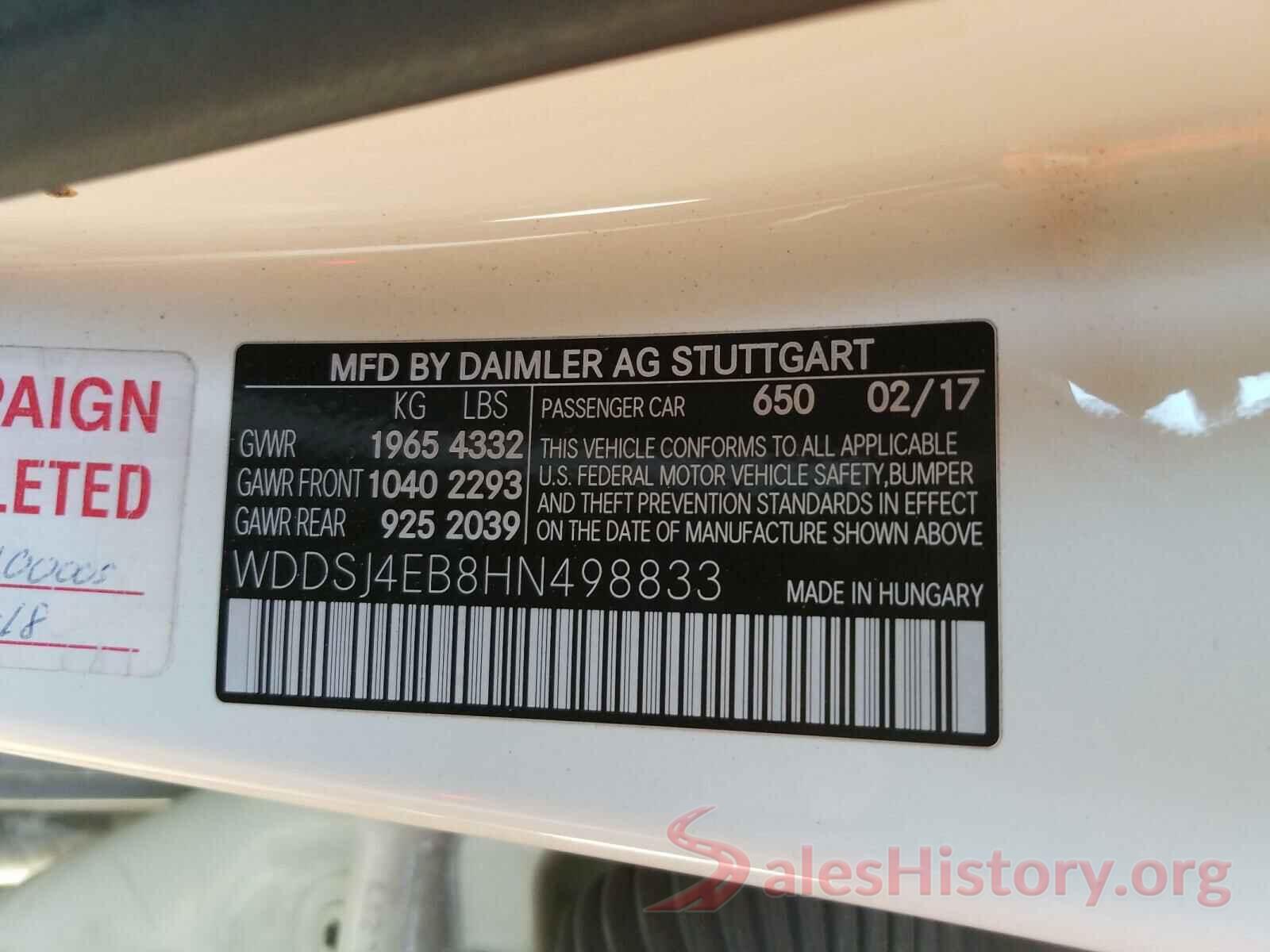 WDDSJ4EB8HN498833 2017 MERCEDES-BENZ C CLASS