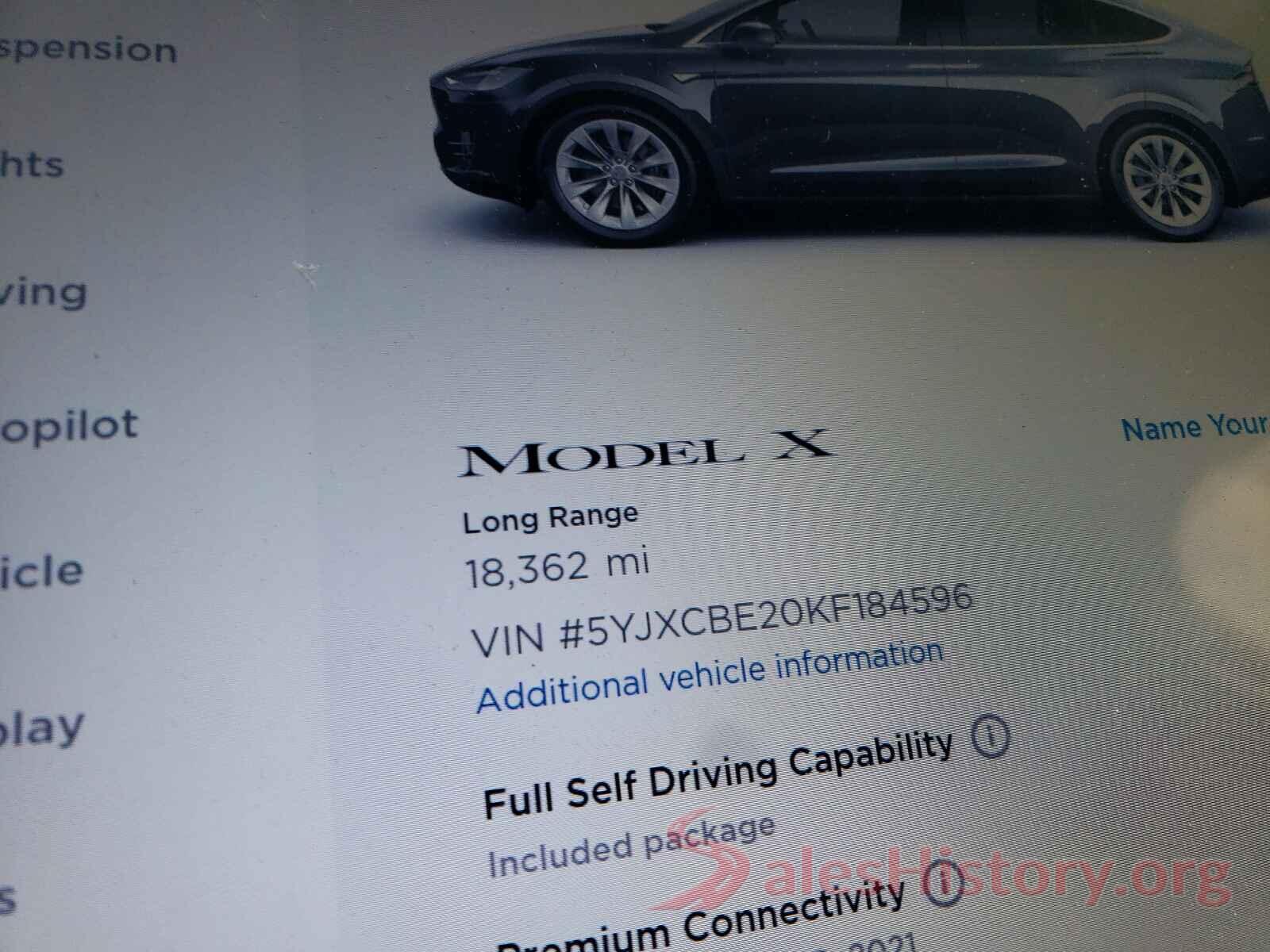 5YJXCBE20KF184596 2019 TESLA MODEL X