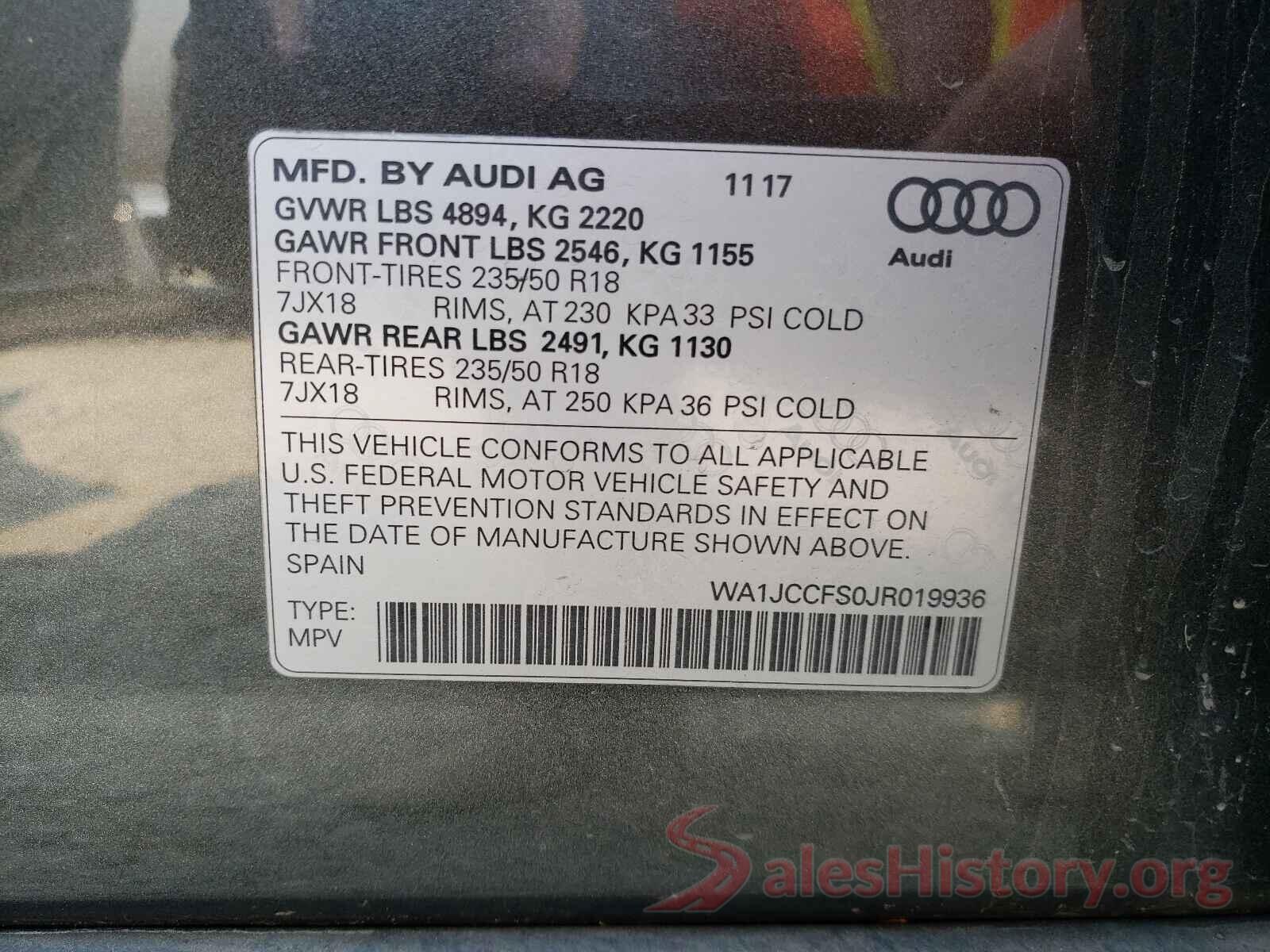 WA1JCCFS0JR019936 2018 AUDI Q3