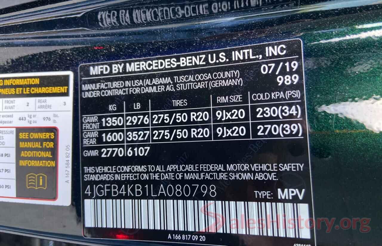 4JGFB4KB1LA080798 2020 MERCEDES-BENZ GLE-CLASS