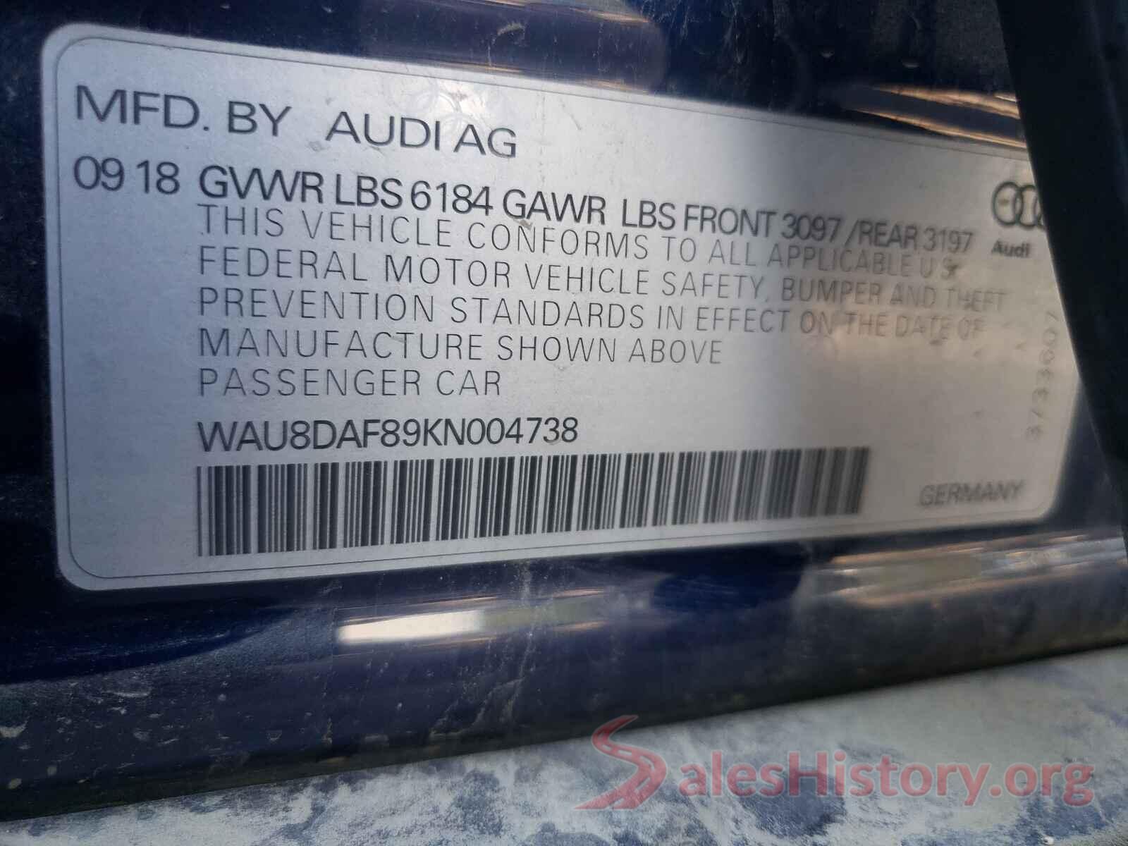 WAU8DAF89KN004738 2019 AUDI A8