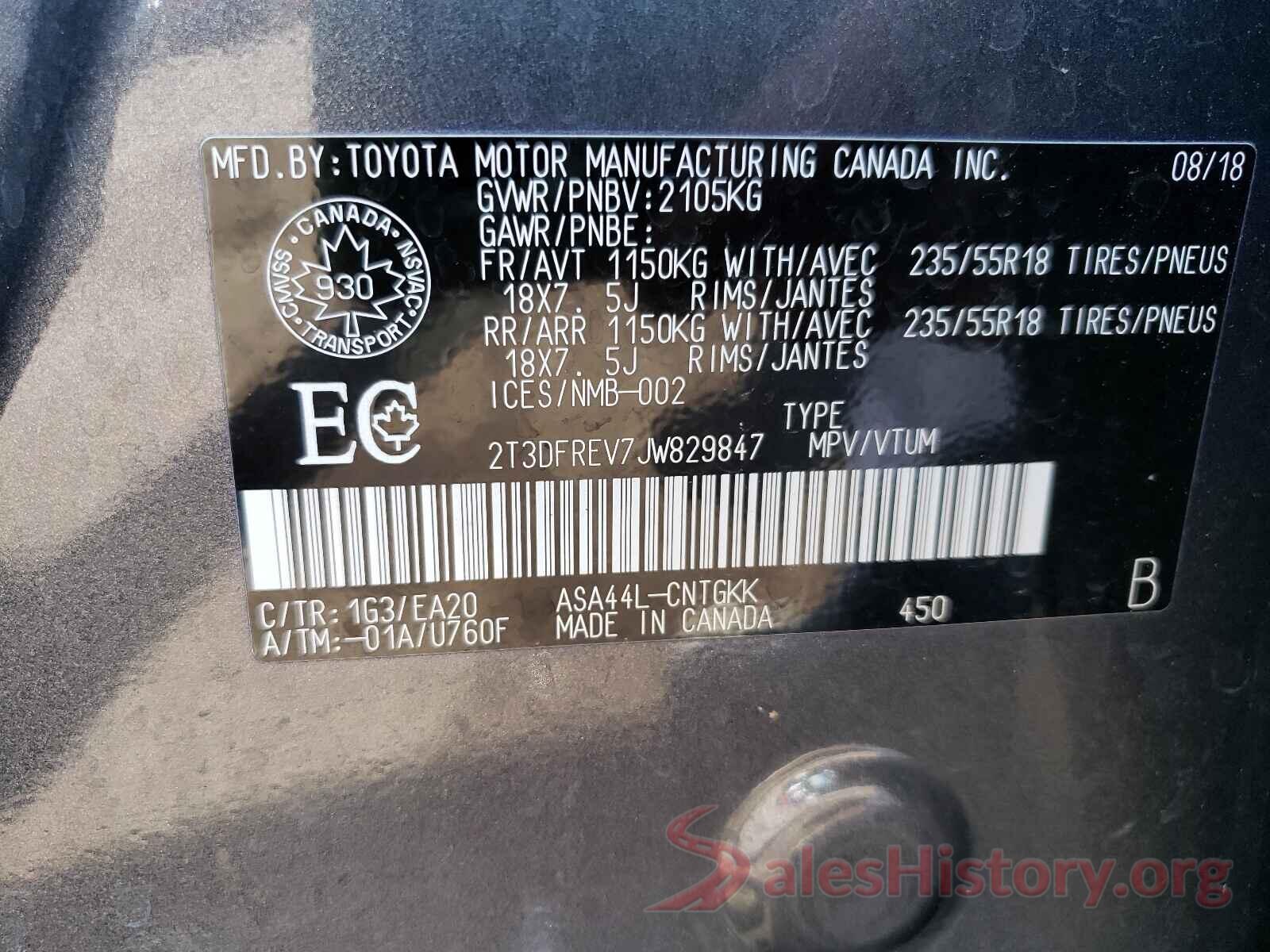 2T3DFREV7JW829847 2018 TOYOTA RAV4