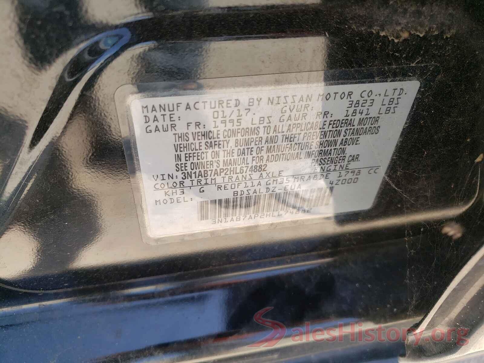 3N1AB7AP2HL674882 2017 NISSAN SENTRA