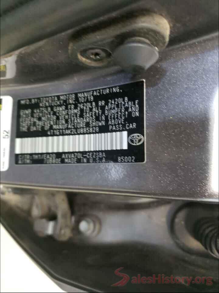 4T1G11AK2LU885828 2020 TOYOTA CAMRY