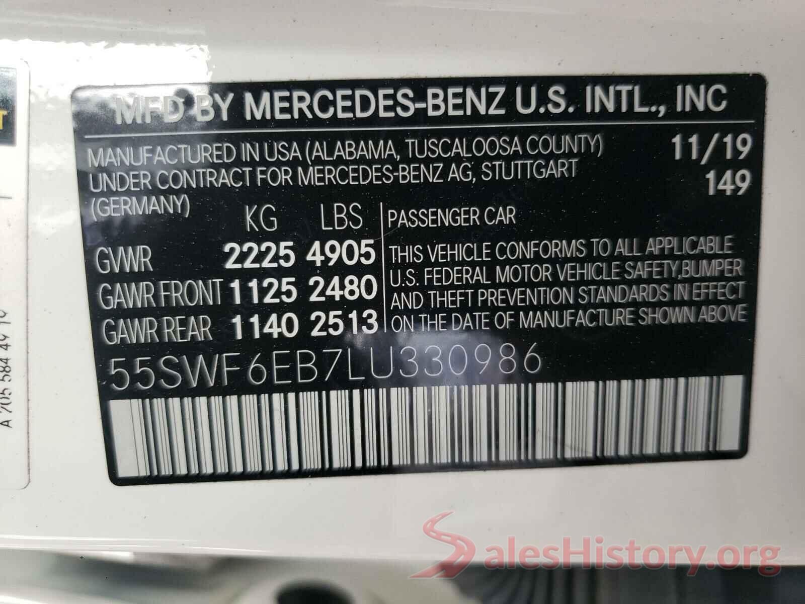 55SWF6EB7LU330986 2020 MERCEDES-BENZ C-CLASS