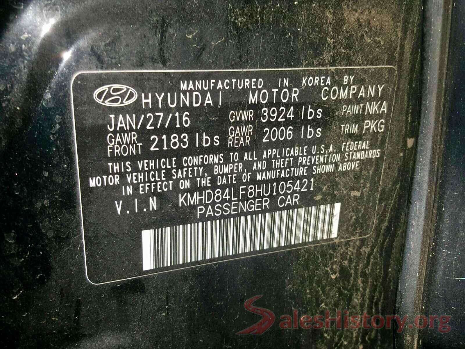 KMHD84LF8HU105421 2017 HYUNDAI ELANTRA