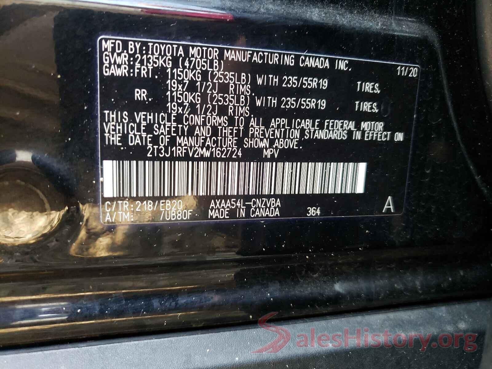 2T3J1RFV2MW162724 2021 TOYOTA RAV4