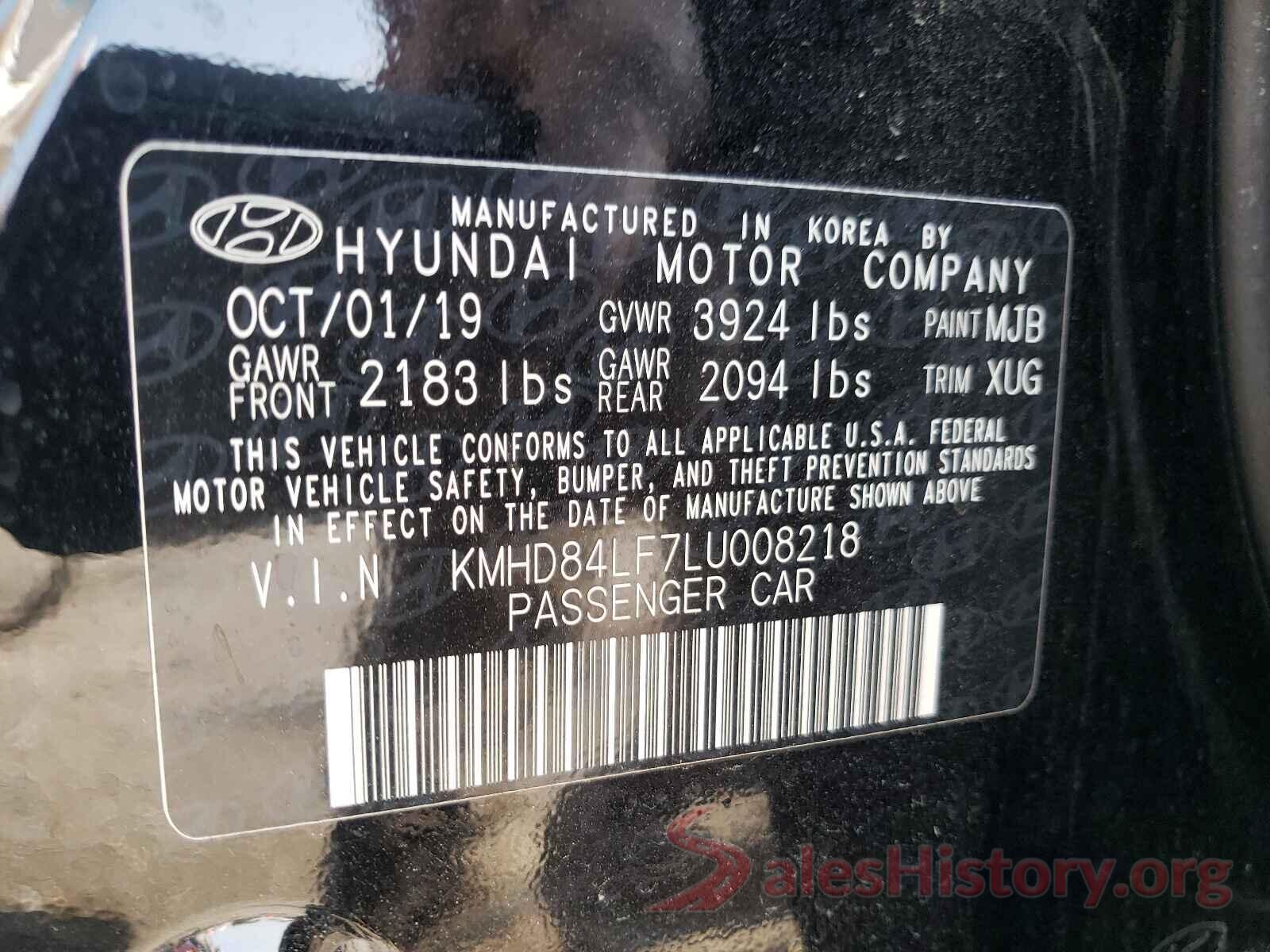 KMHD84LF7LU008218 2020 HYUNDAI ELANTRA