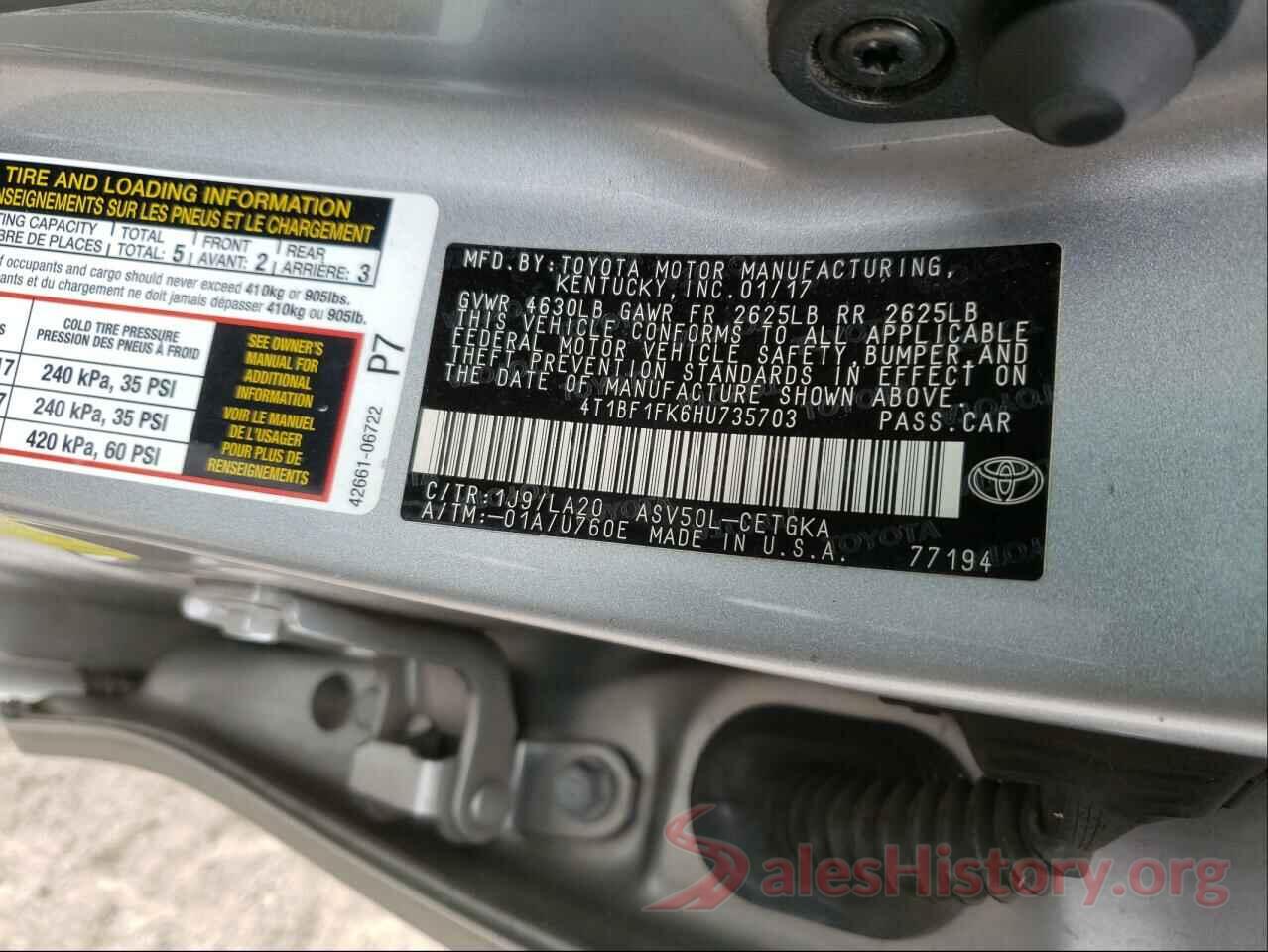 4T1BF1FK6HU735703 2017 TOYOTA CAMRY