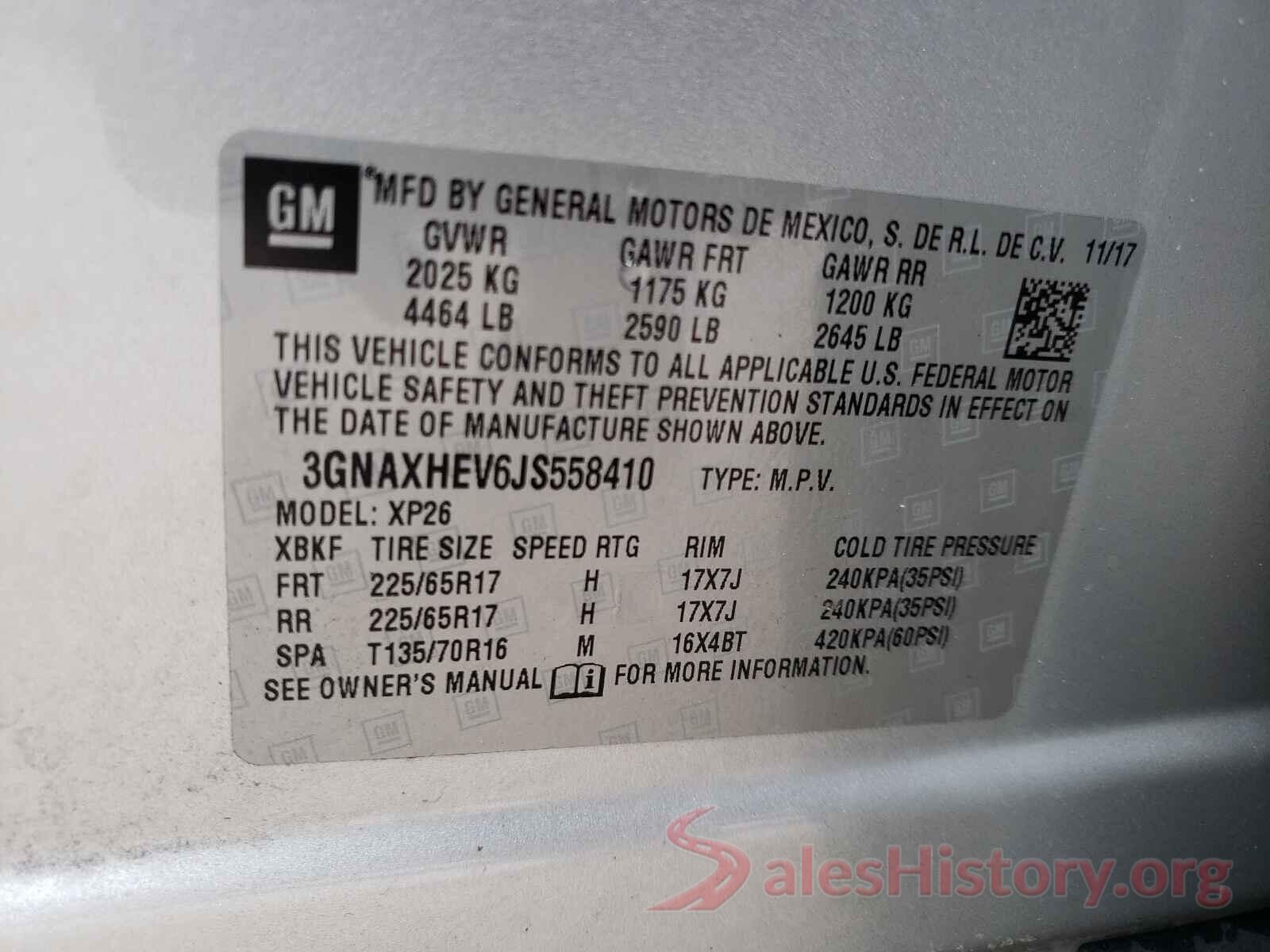 3GNAXHEV6JS558410 2018 CHEVROLET EQUINOX