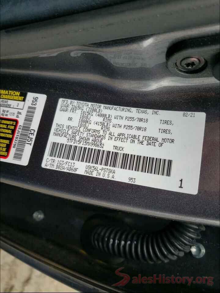 5TFDY5F15MX998652 2021 TOYOTA TUNDRA