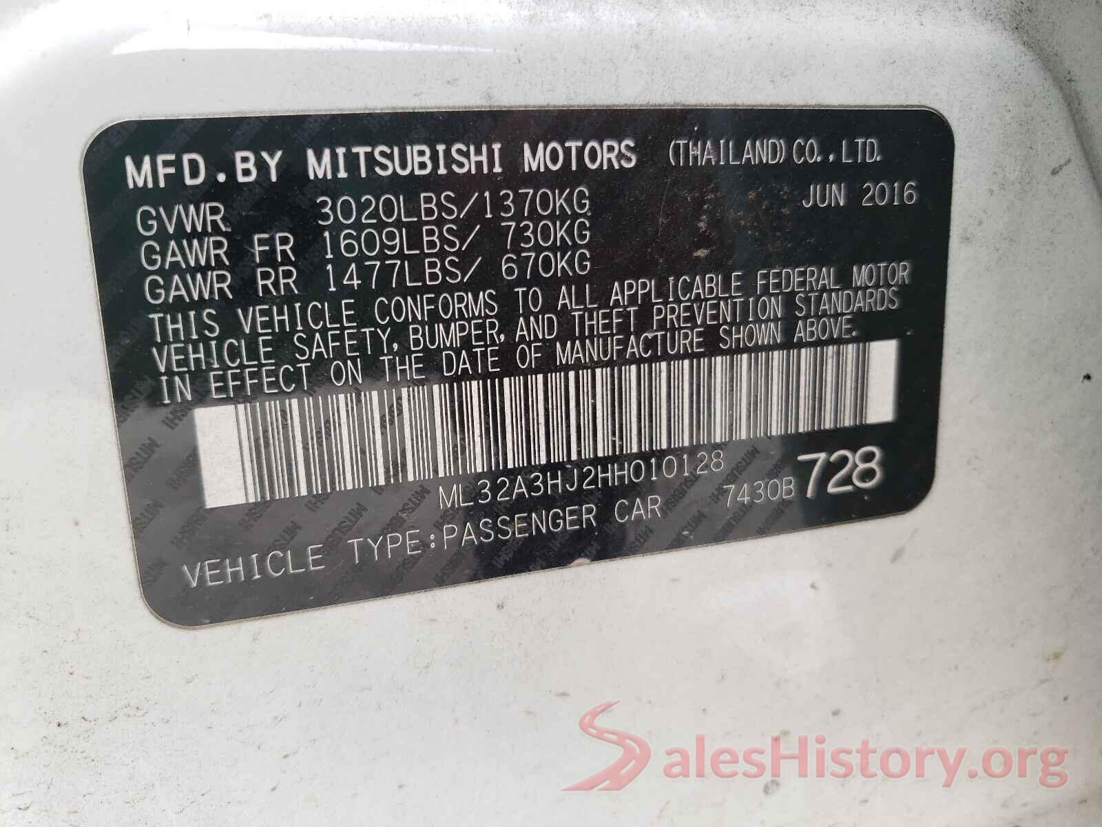 ML32A3HJ2HH010128 2017 MITSUBISHI MIRAGE