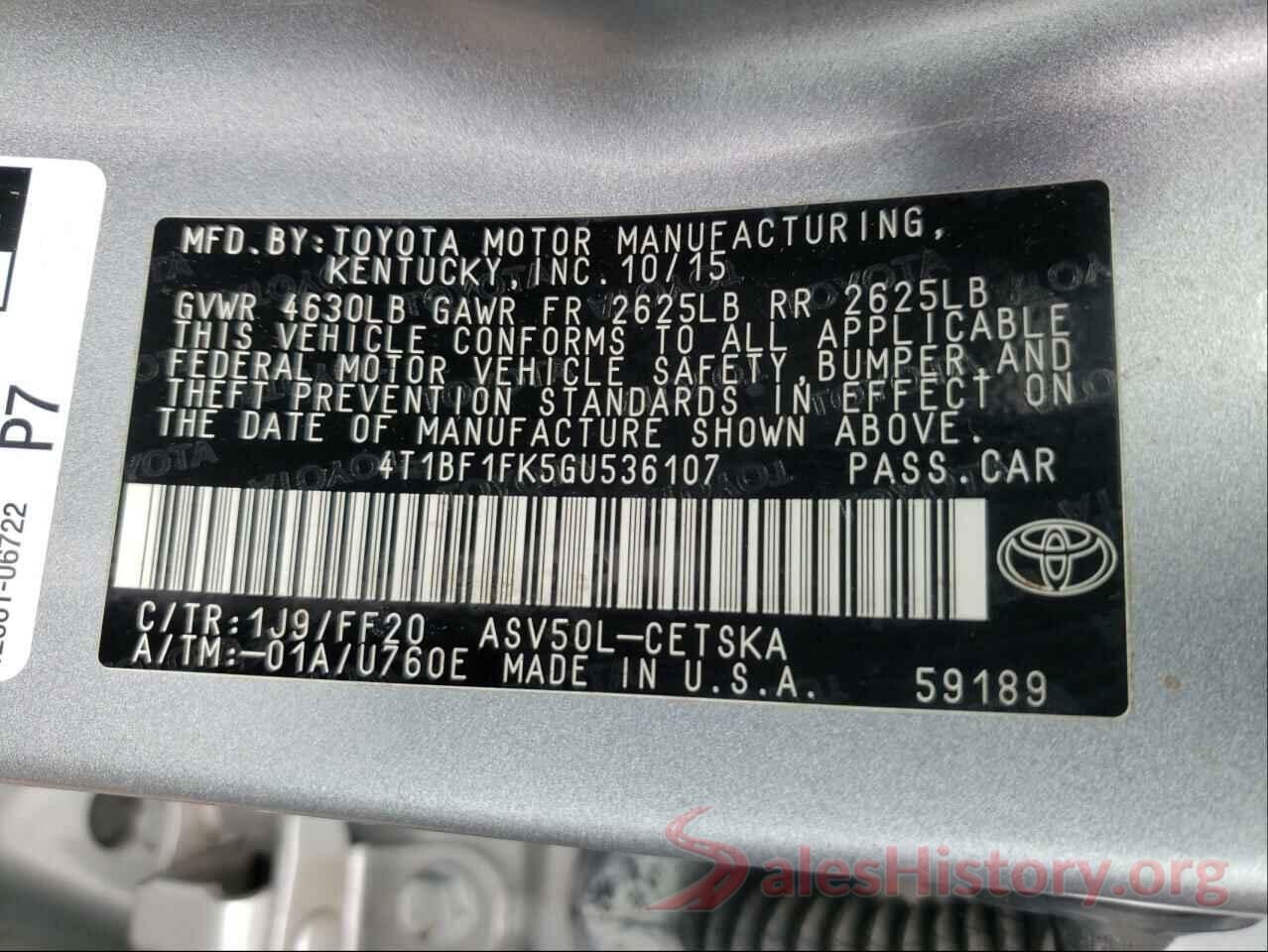 4T1BF1FK5GU536107 2016 TOYOTA CAMRY