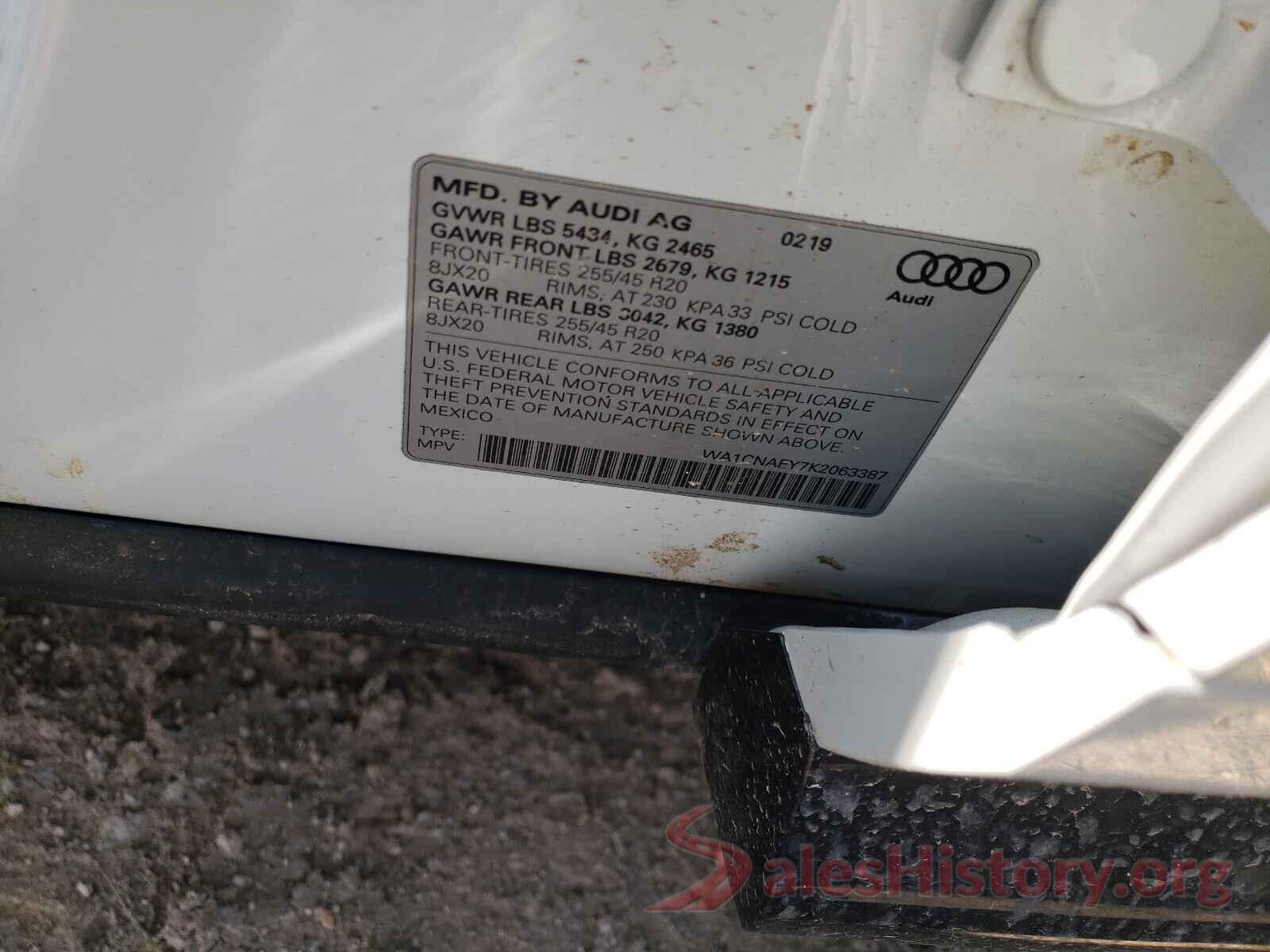 WA1CNAFY7K2063387 2019 AUDI Q5