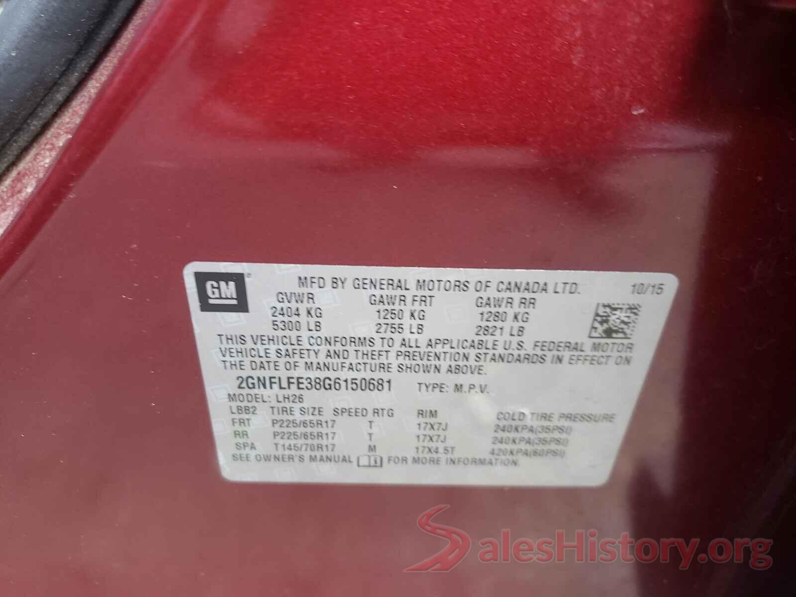 2GNFLFE38G6150681 2016 CHEVROLET EQUINOX