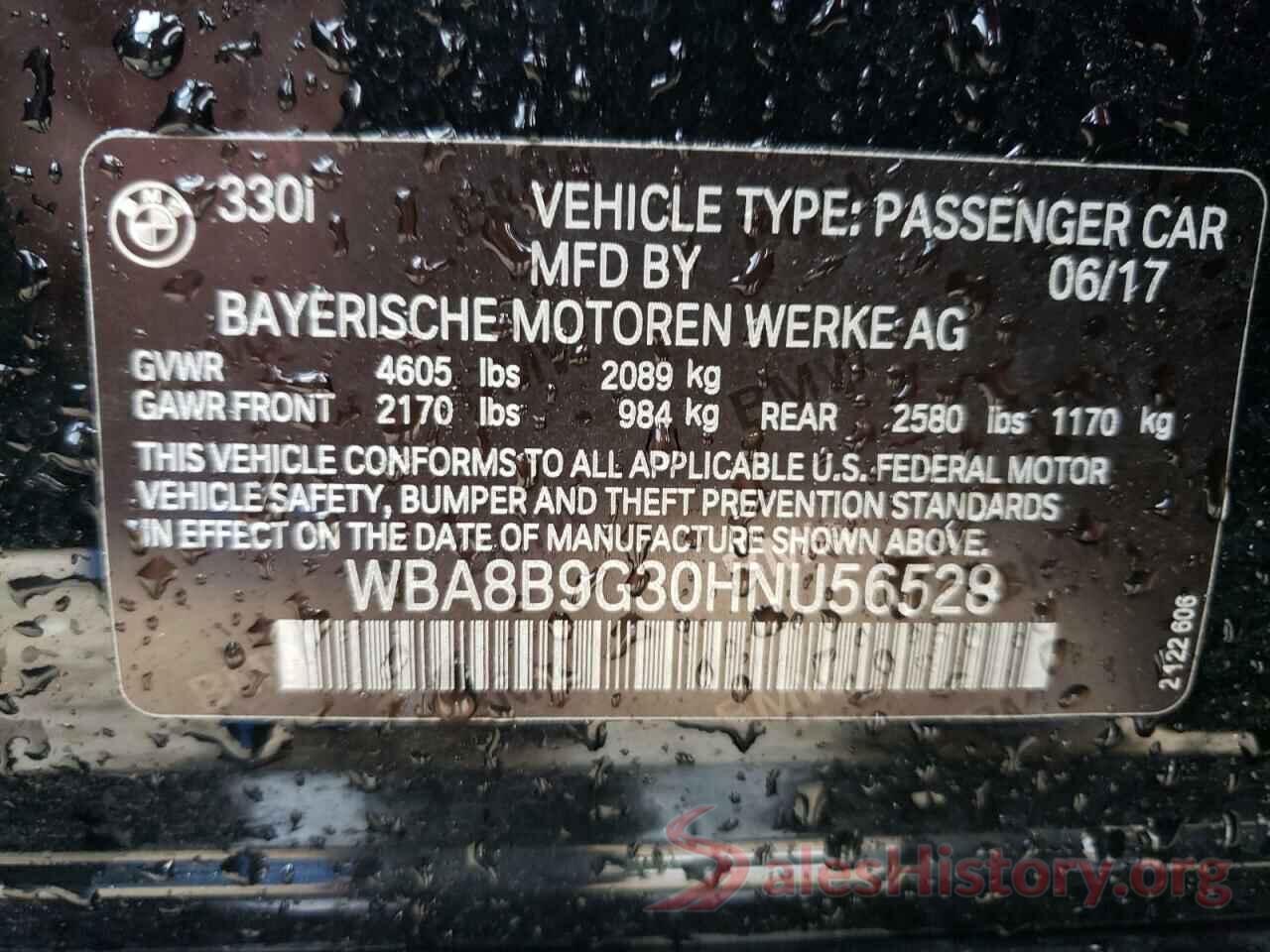 WBA8B9G30HNU56528 2017 BMW 3 SERIES