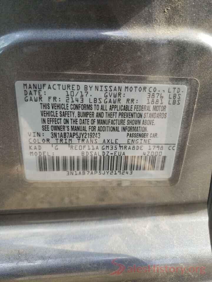 3N1AB7AP5JY219243 2018 NISSAN SENTRA