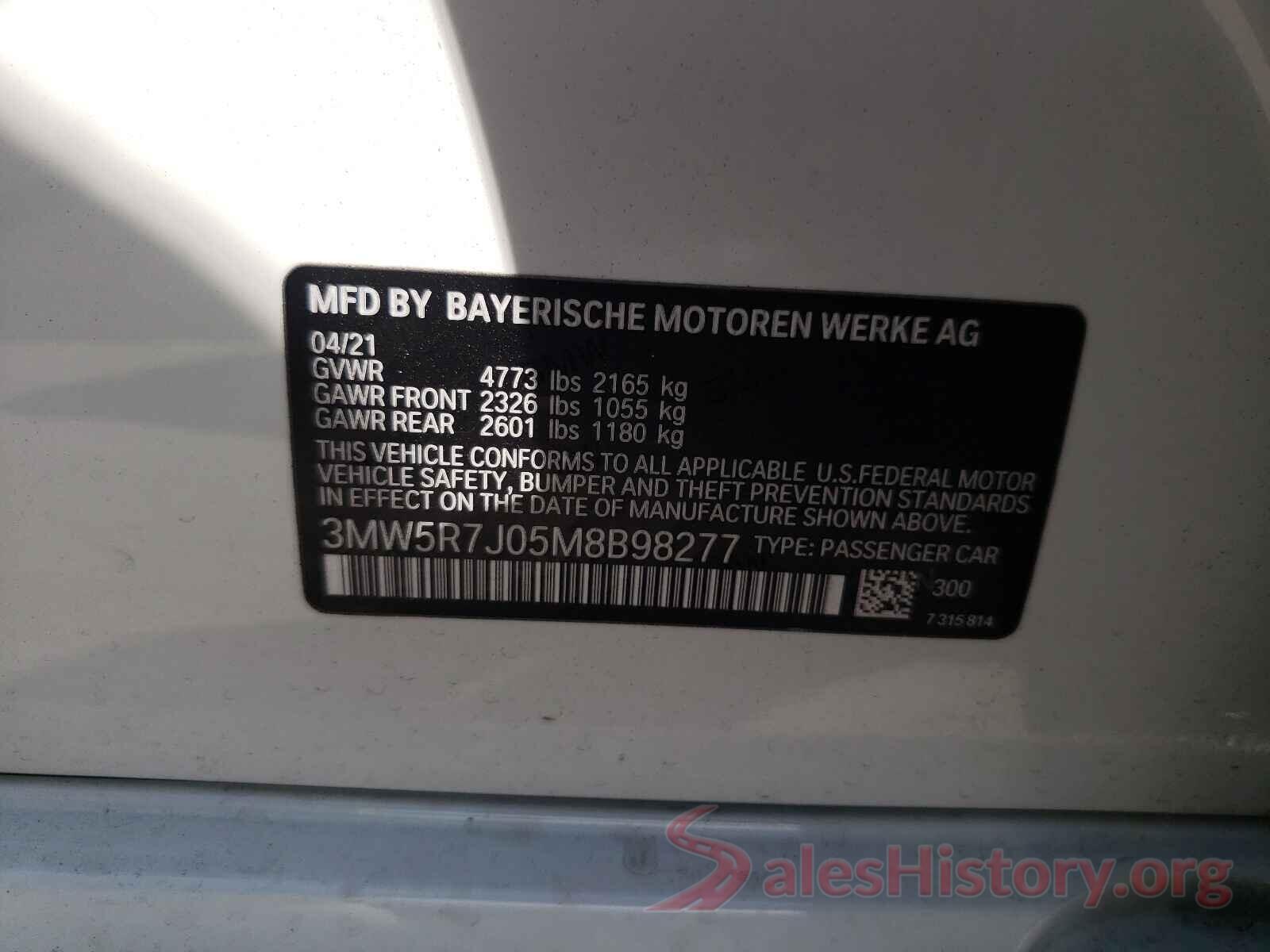 3MW5R7J05M8B98277 2021 BMW 3 SERIES