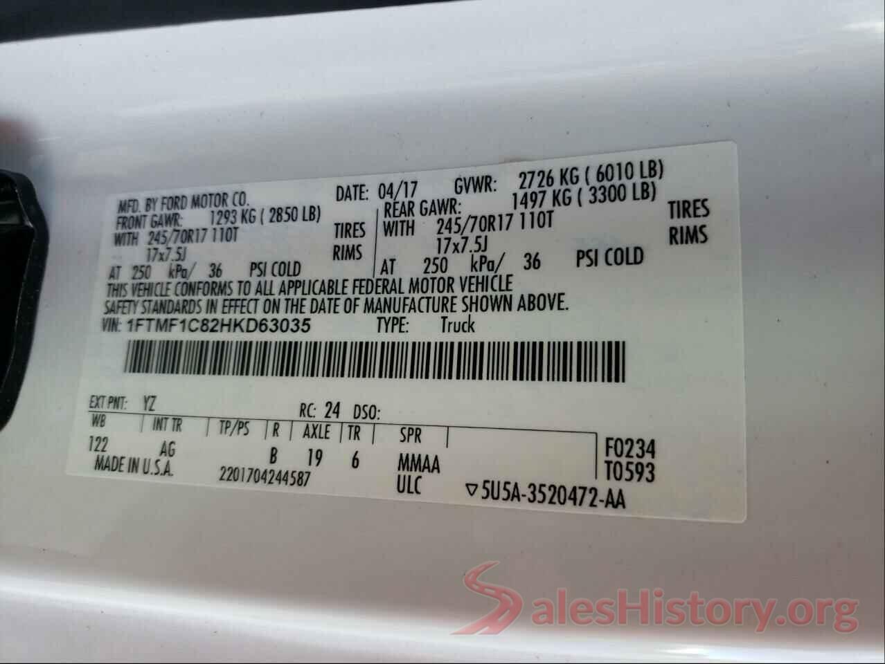 1FTMF1C82HKD63035 2017 FORD F150