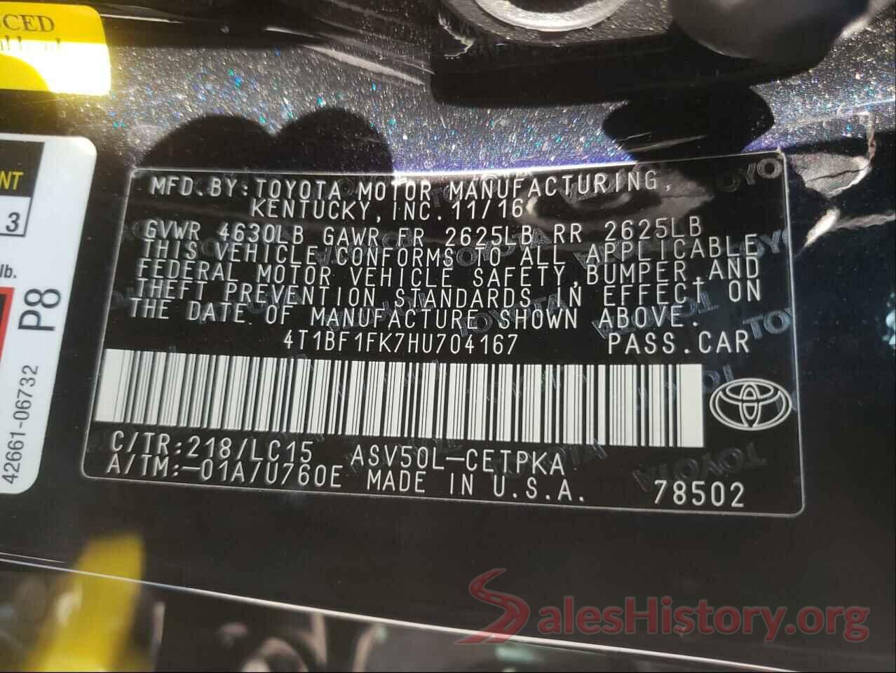 4T1BF1FK7HU704167 2017 TOYOTA CAMRY