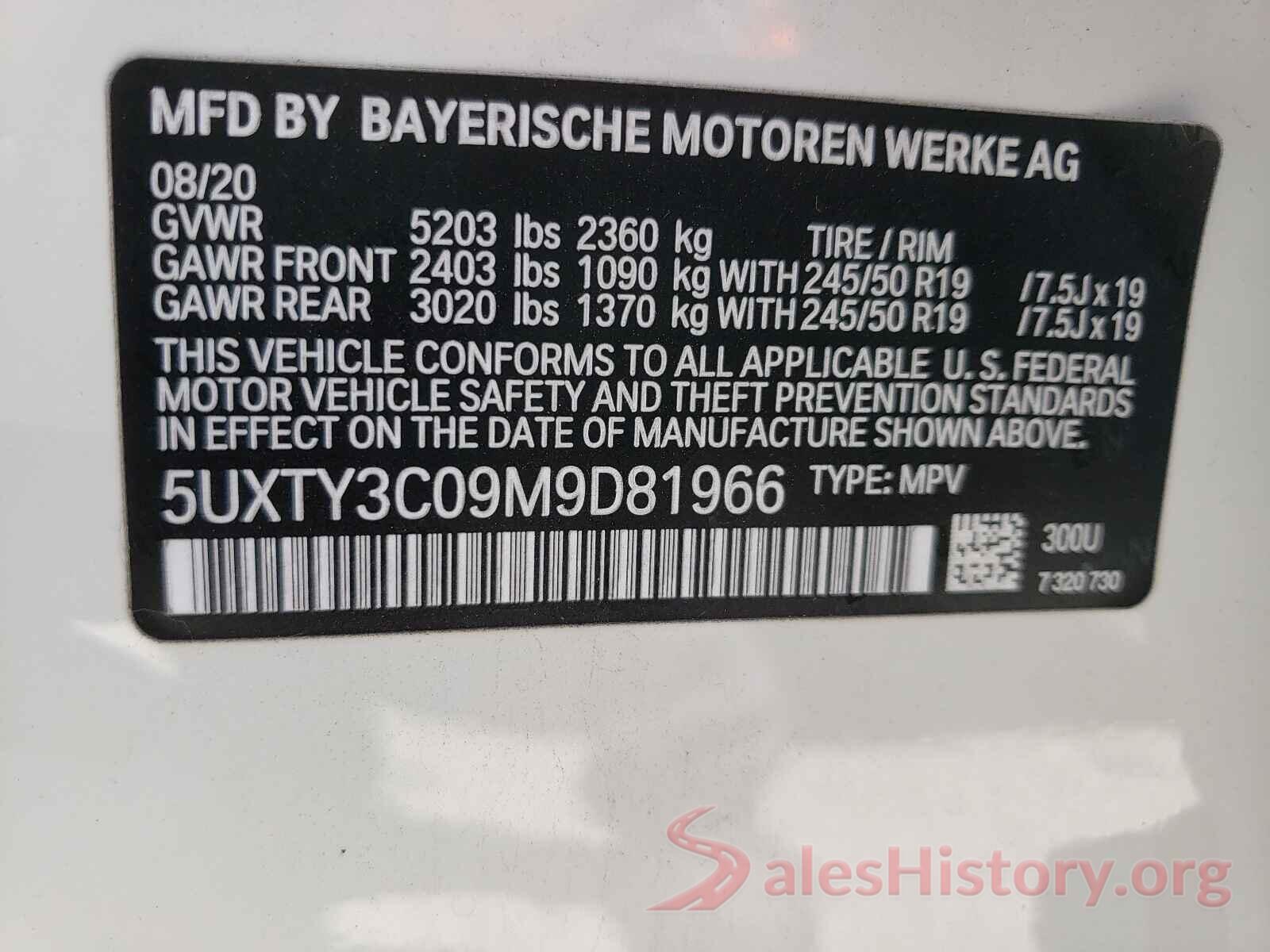 5UXTY3C09M9D81966 2021 BMW X3