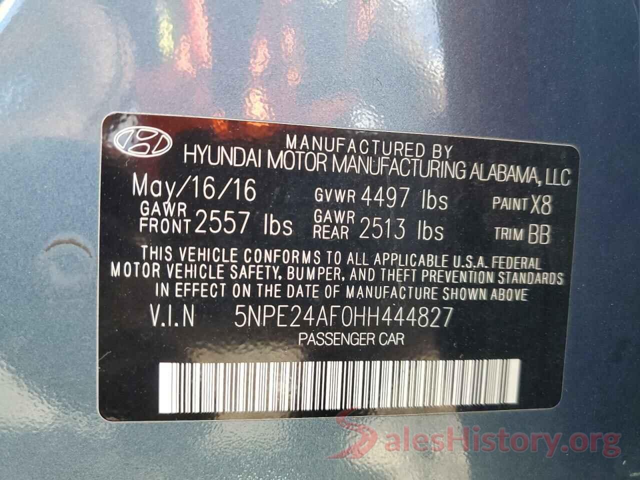 5NPE24AF0HH444827 2017 HYUNDAI SONATA