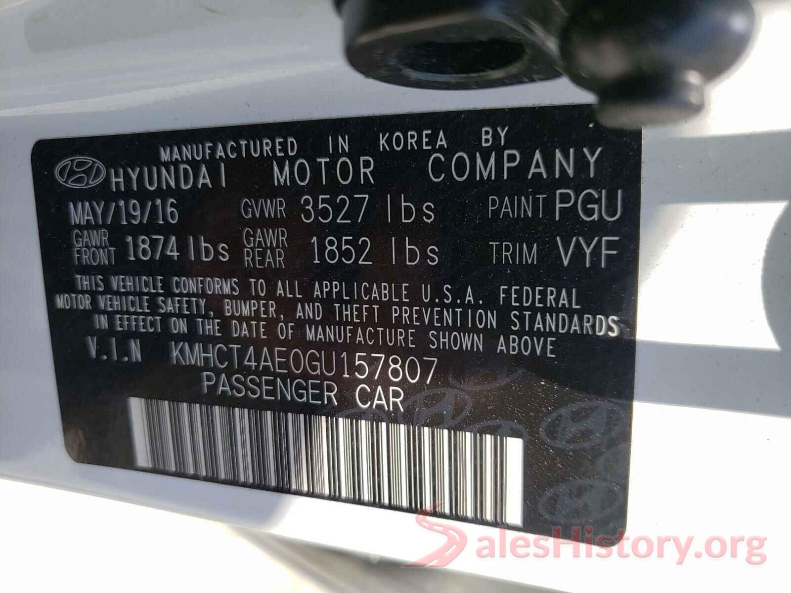 KMHCT4AE0GU157807 2016 HYUNDAI ACCENT